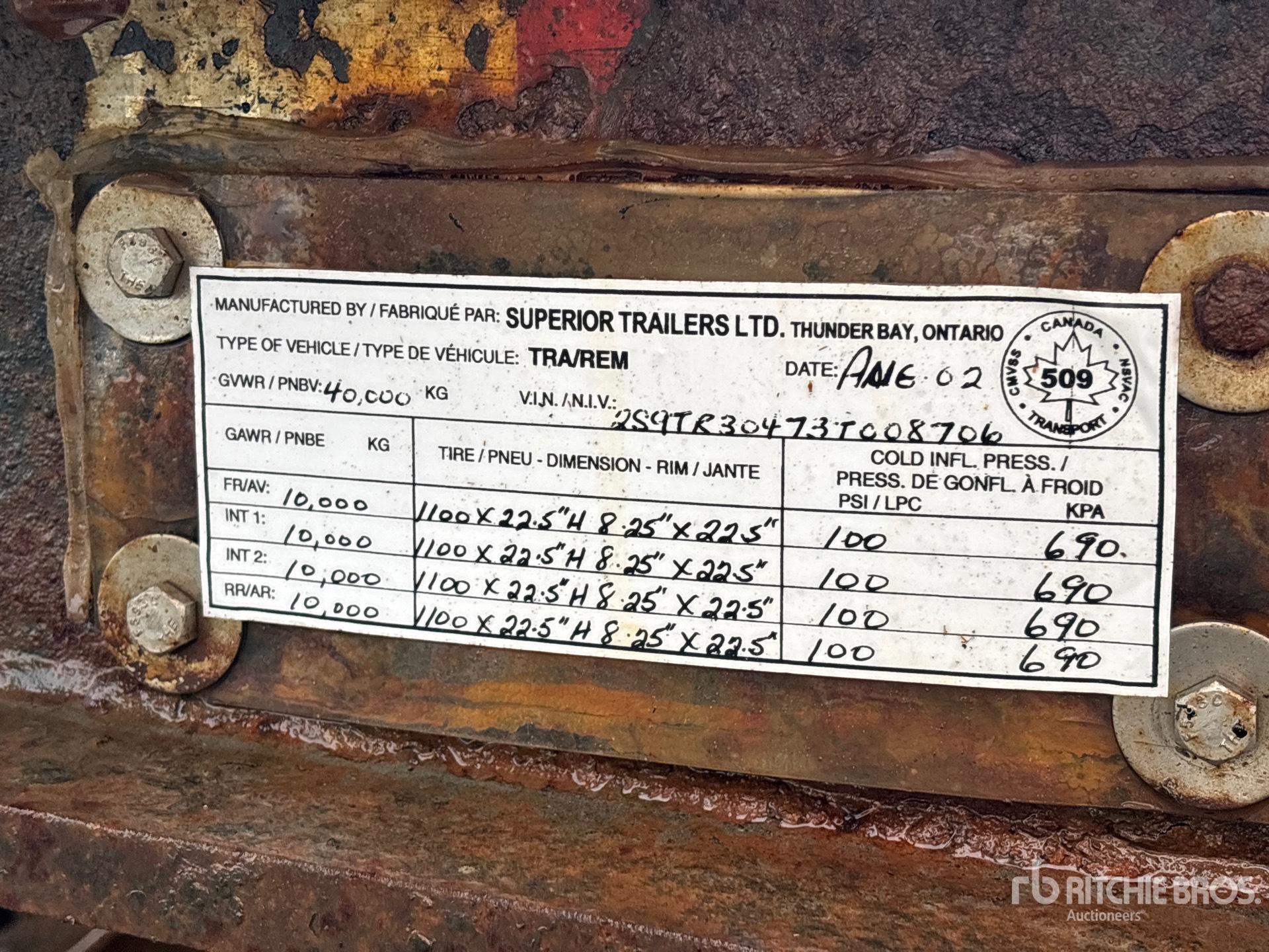 General Appearance with Serial Number / VIN
