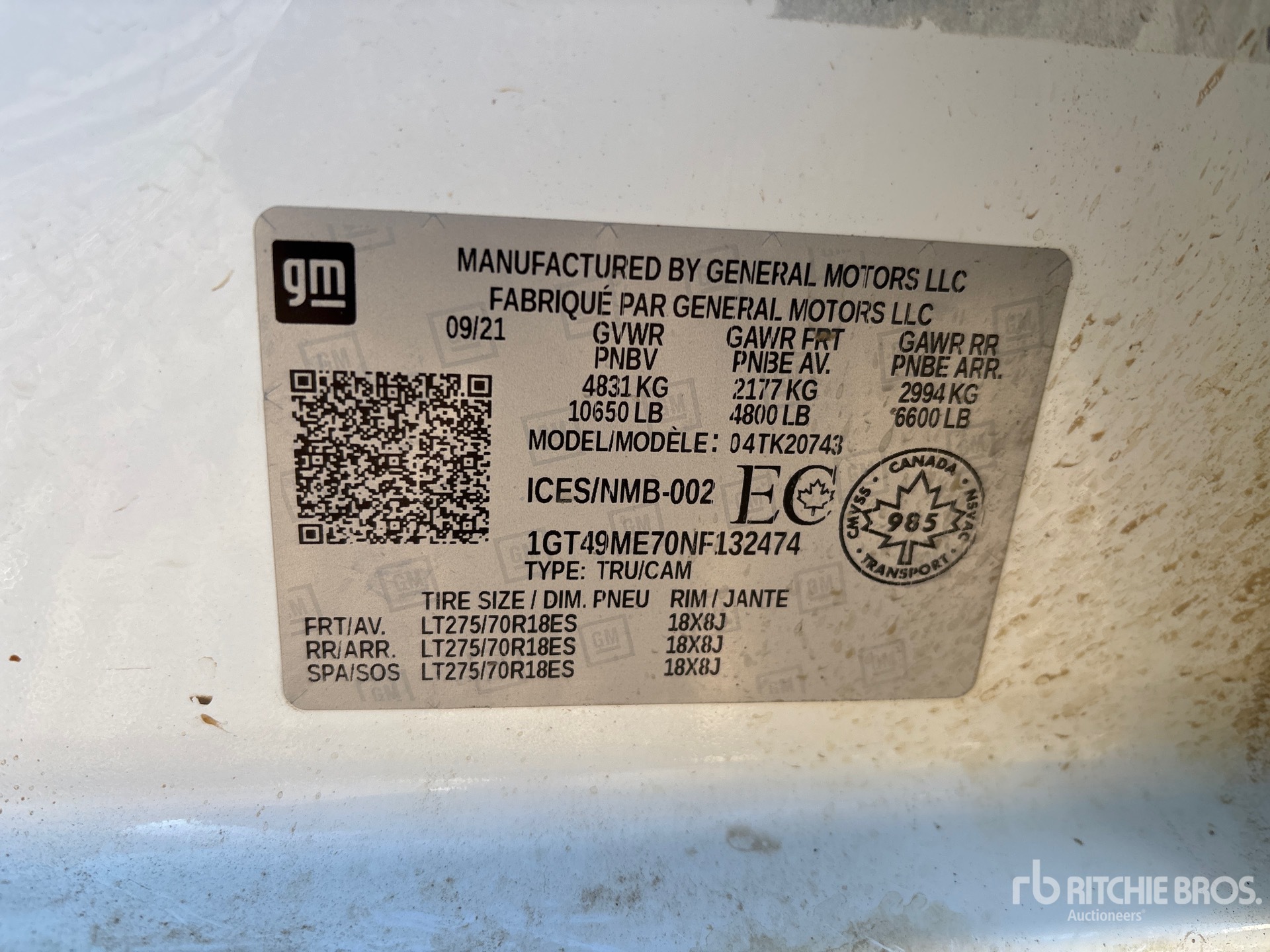 General Appearance with Serial Number / VIN