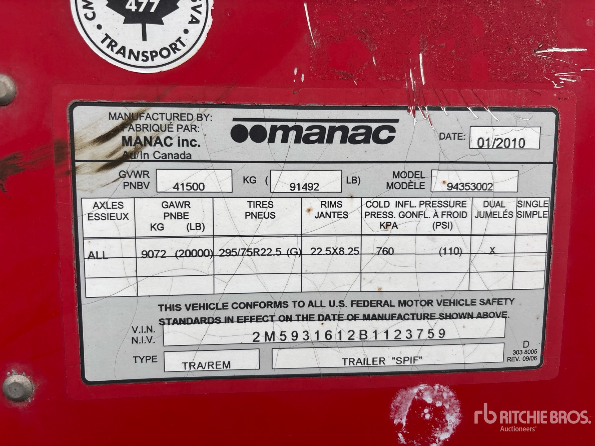 General Appearance with Serial Number / VIN