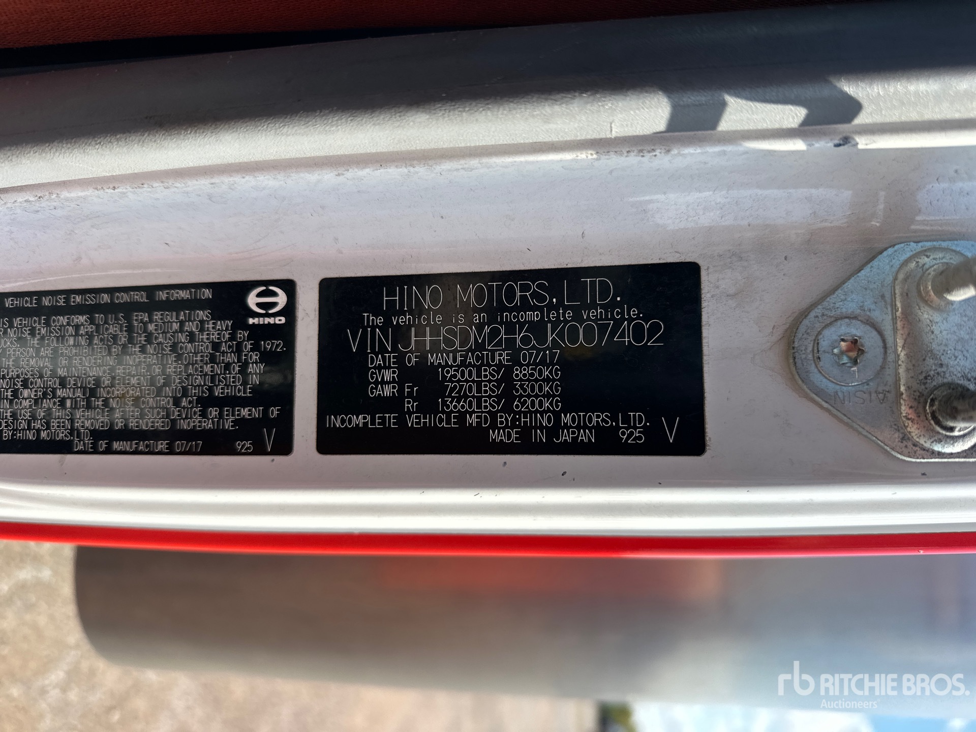 General Appearance with Serial Number / VIN