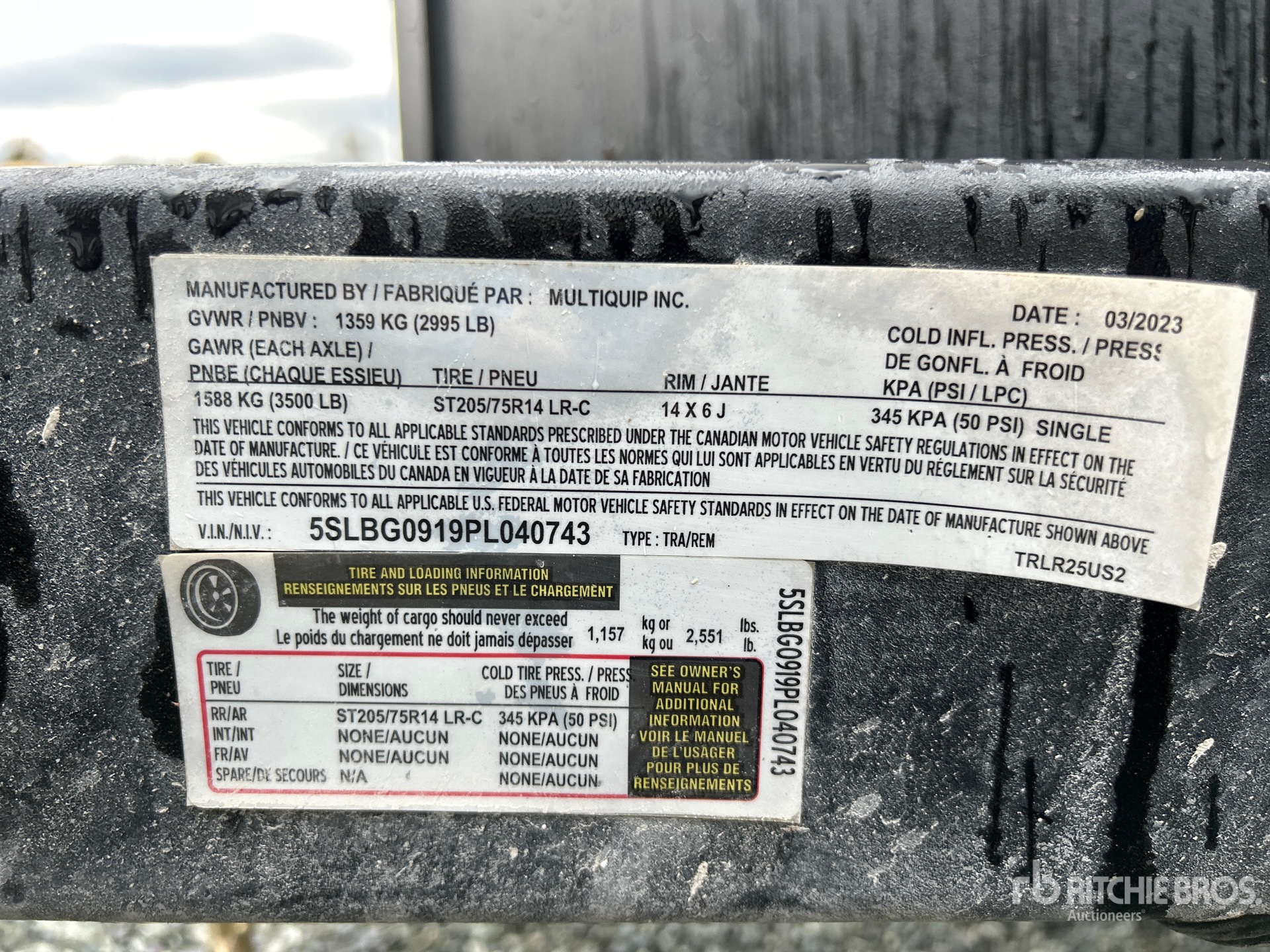 General Appearance with Serial Number / VIN