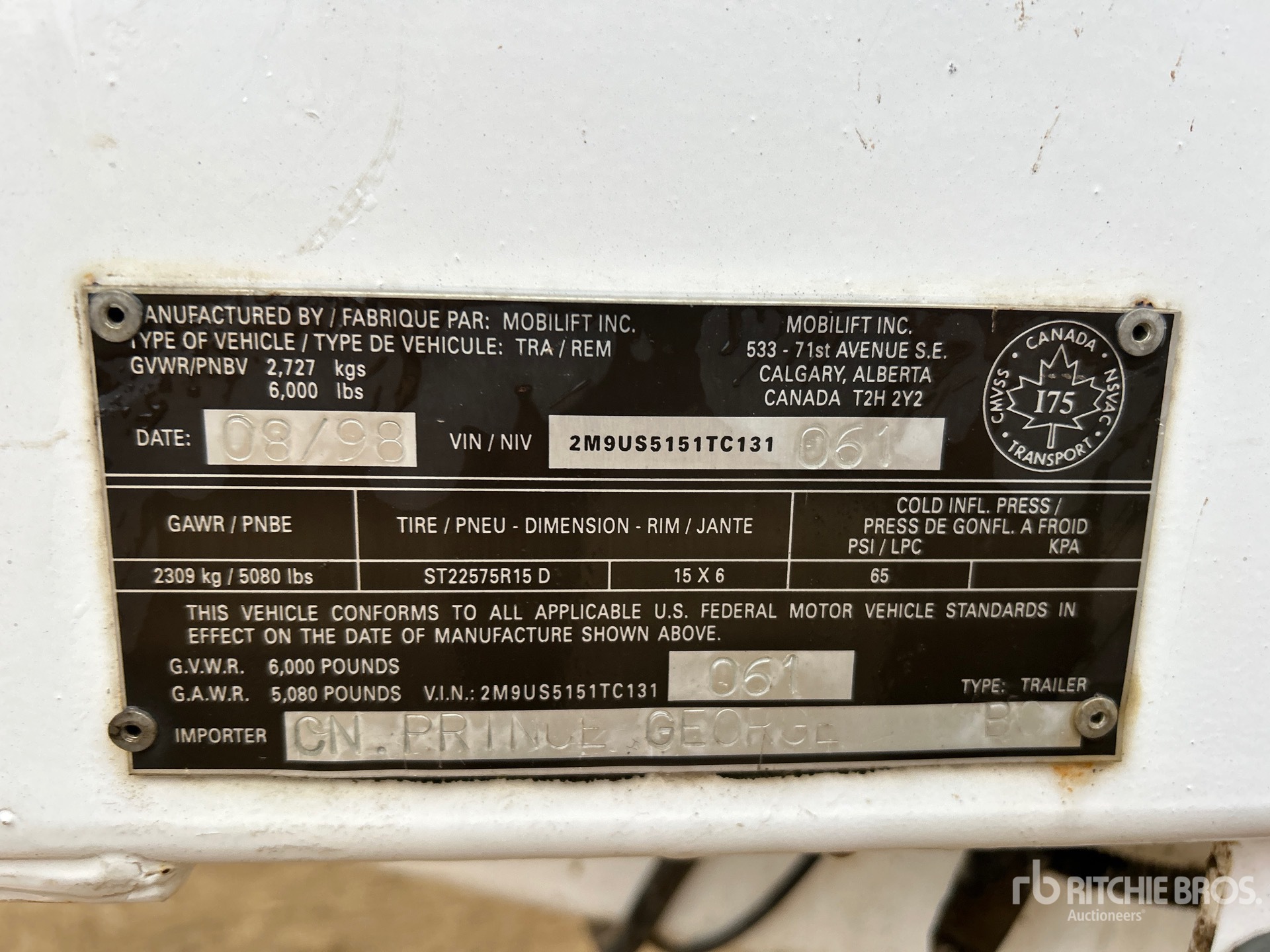 General Appearance with Serial Number / VIN