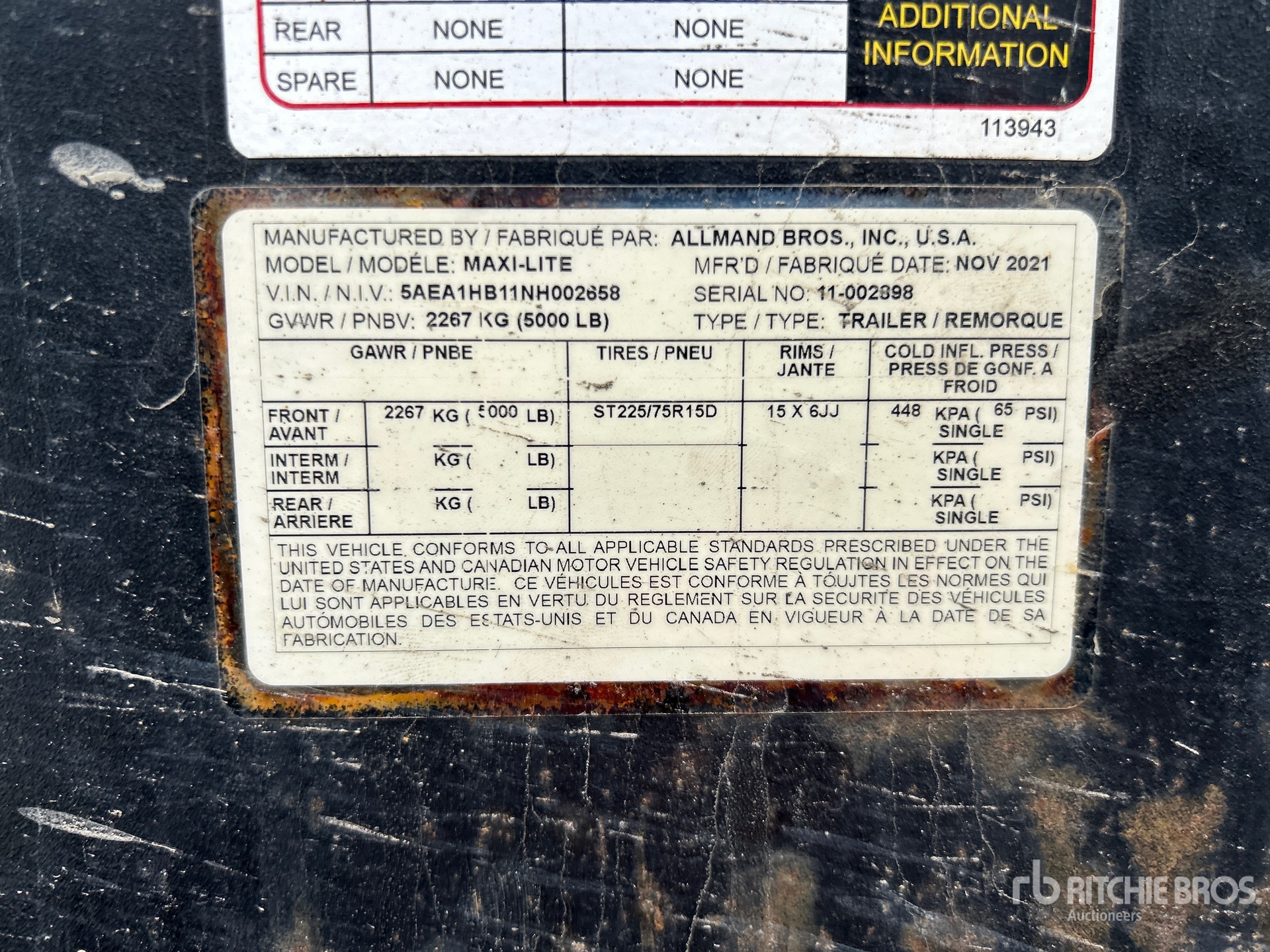 General Appearance with Serial Number / VIN