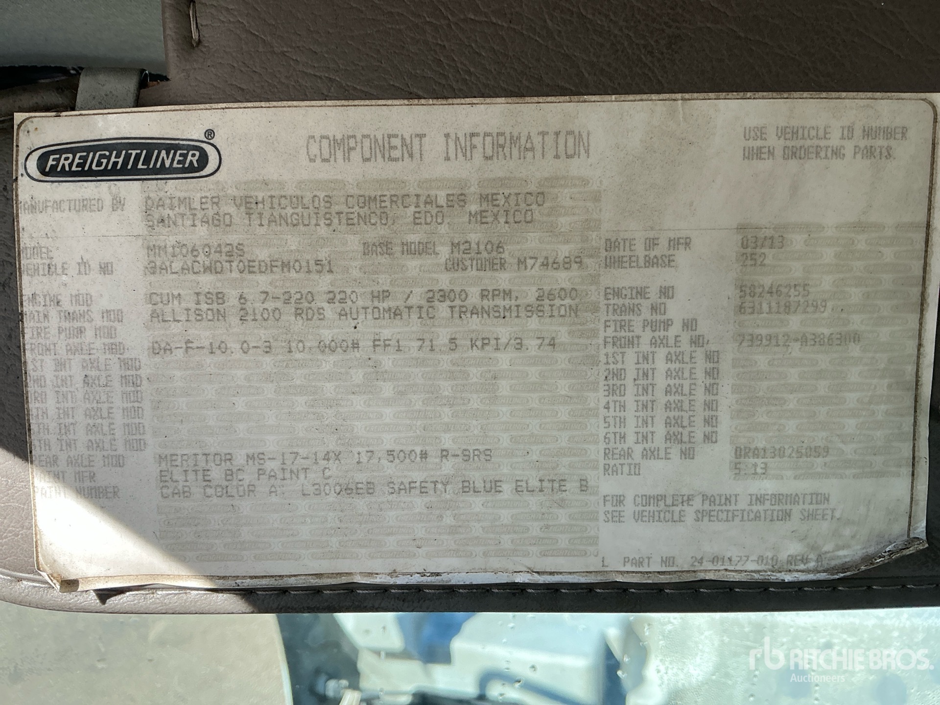 General Appearance with Serial Number / VIN