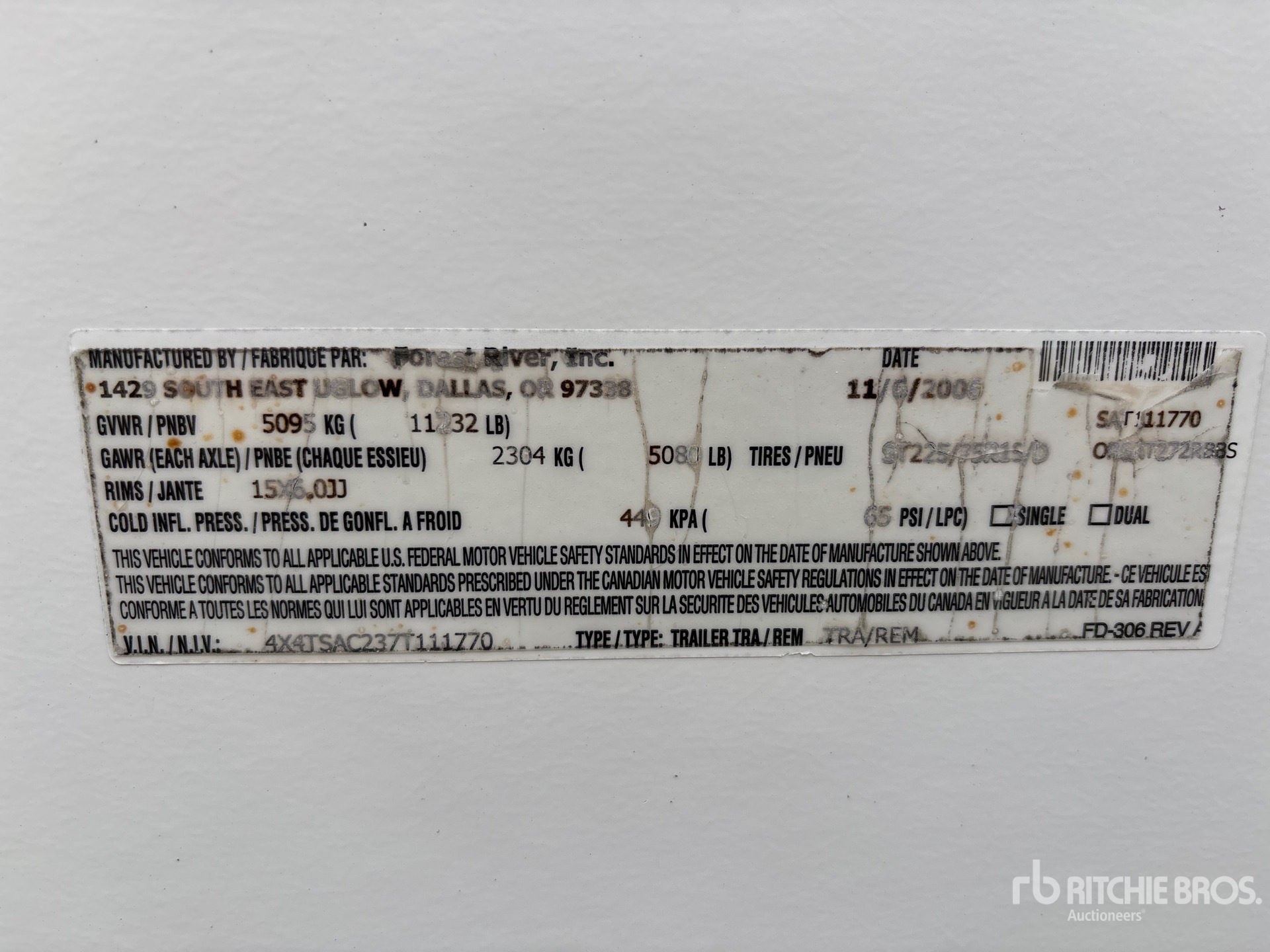 General Appearance with N.º de serie/VIN