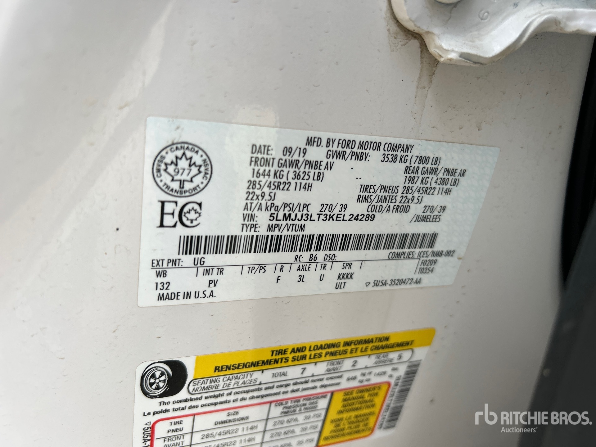 General Appearance with Serial Number / VIN