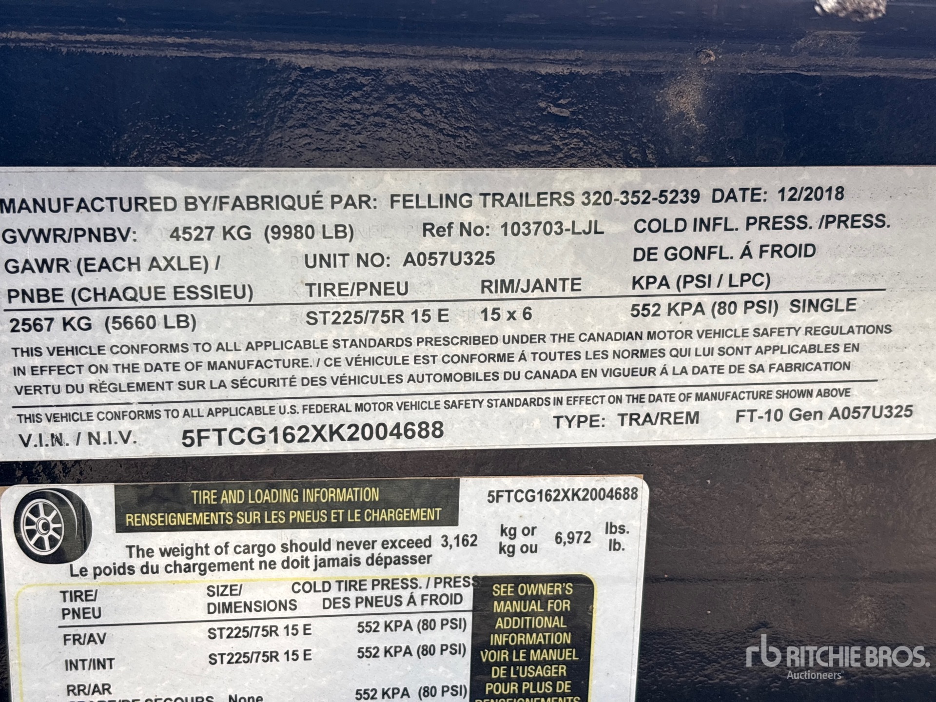 General Appearance with Serial Number / VIN