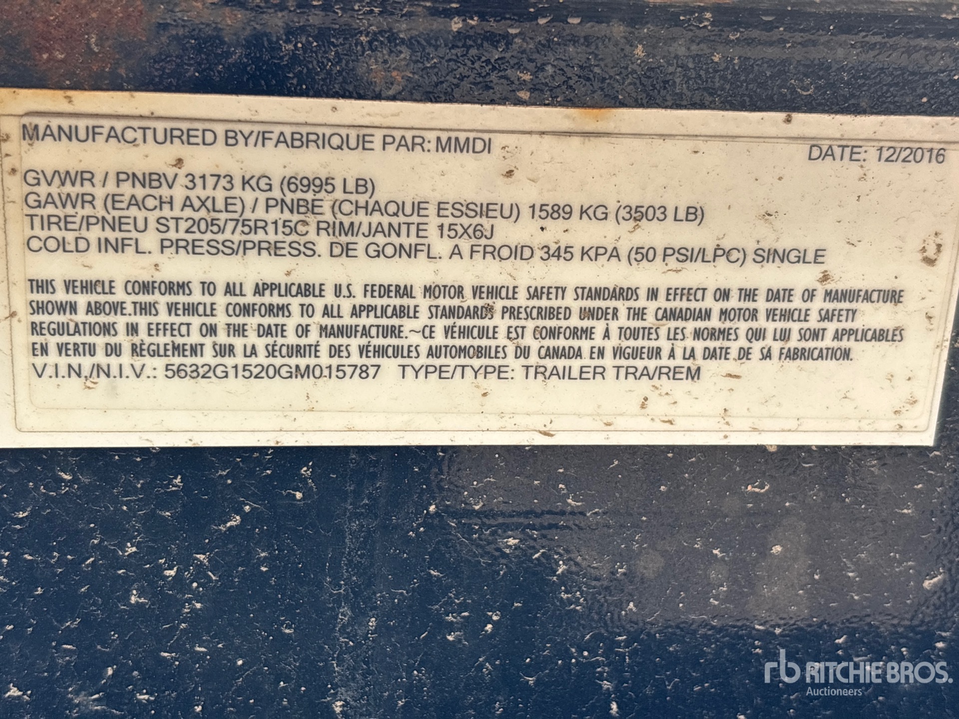 General Appearance with Serial Number / VIN