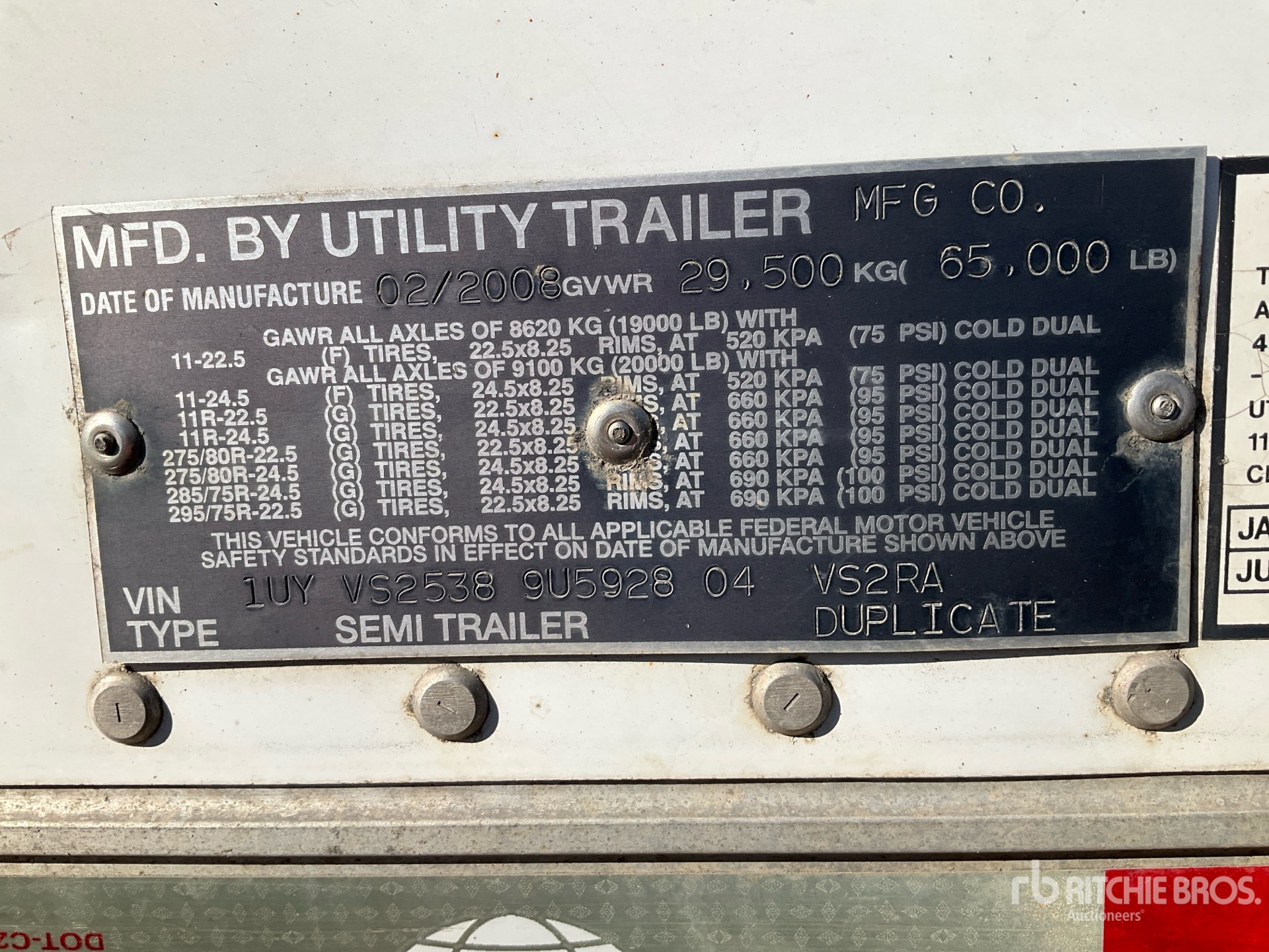 General Appearance with Serial Number / VIN