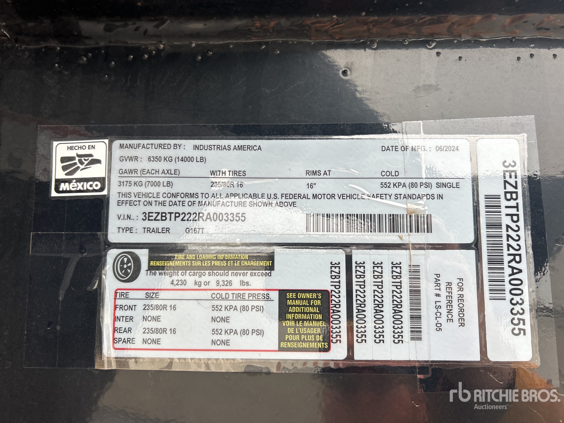 General Appearance with Serial Number / VIN