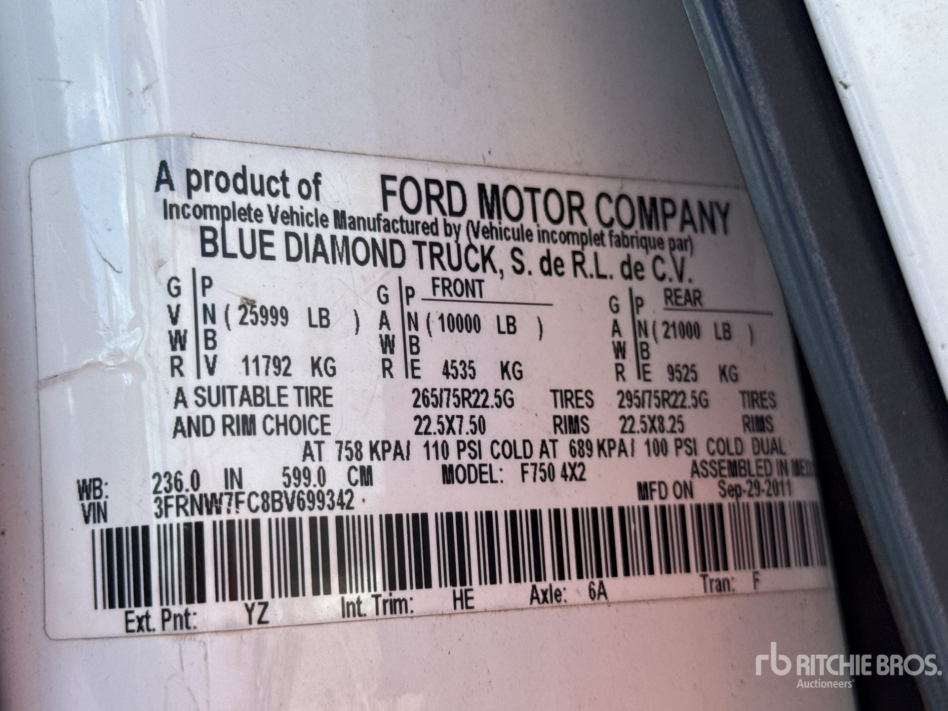 General Appearance with Serial Number / VIN