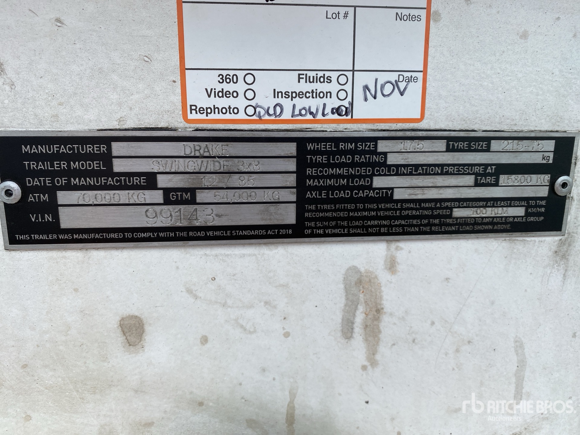 General Appearance with Serial Number / VIN