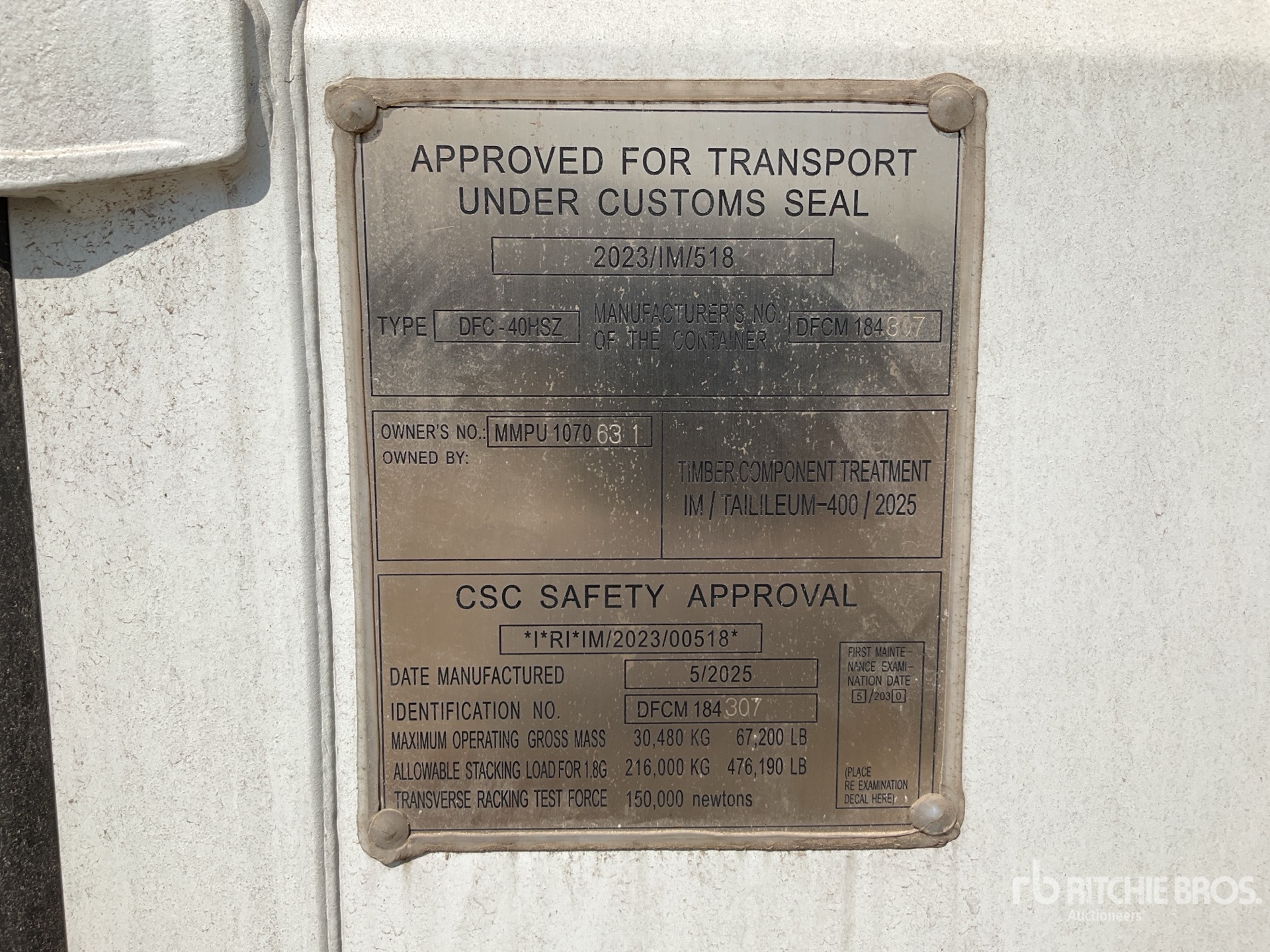 General Appearance with Serial Number / VIN