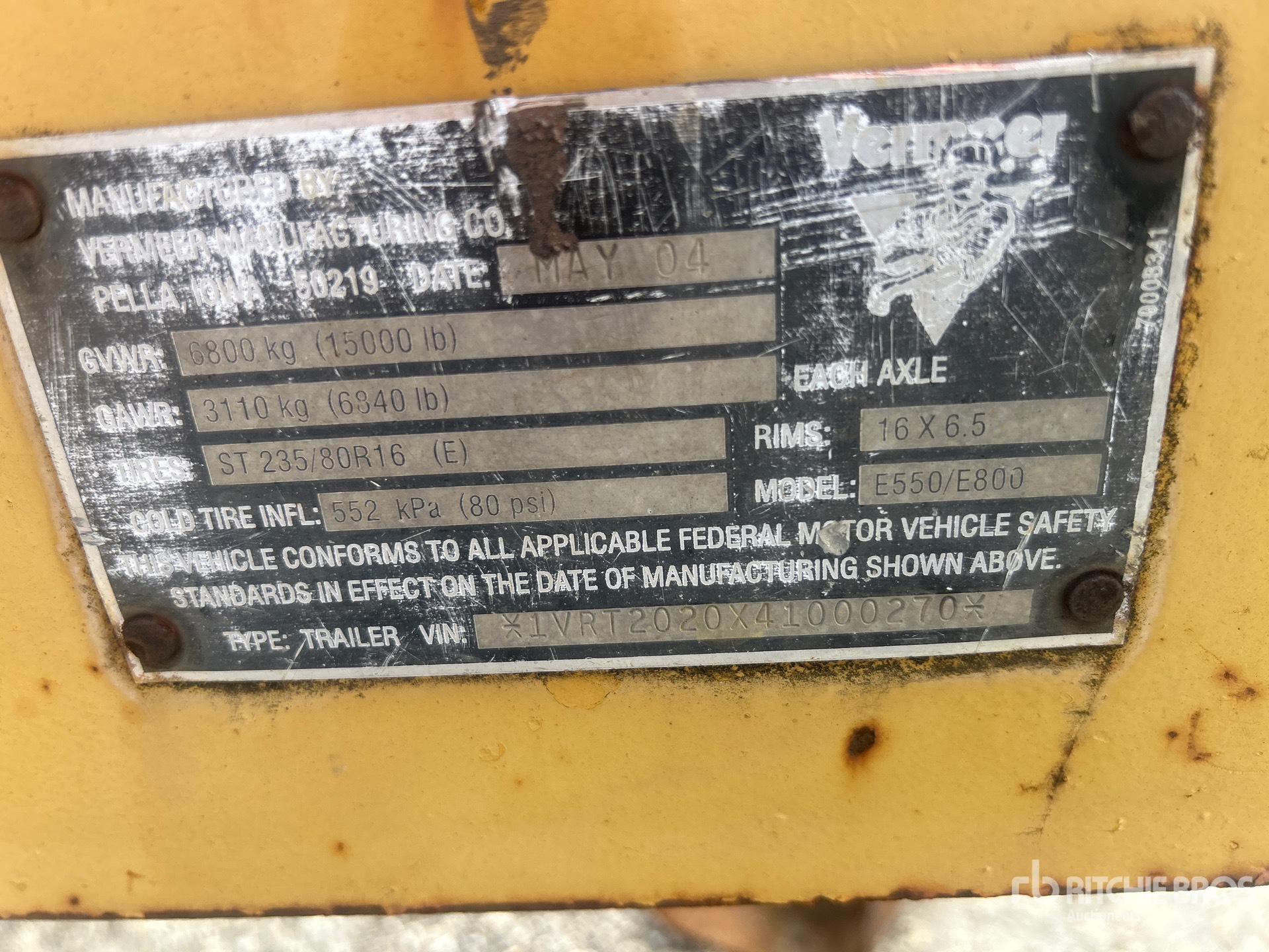 General Appearance with Serial Number / VIN