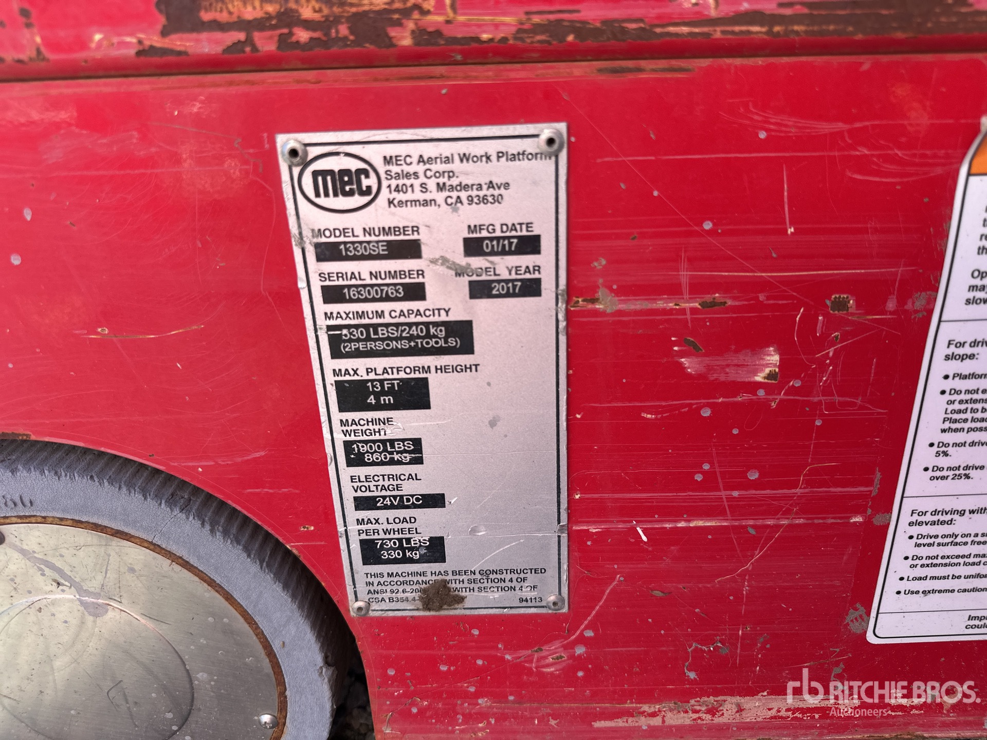 General Appearance with Serial Number / VIN