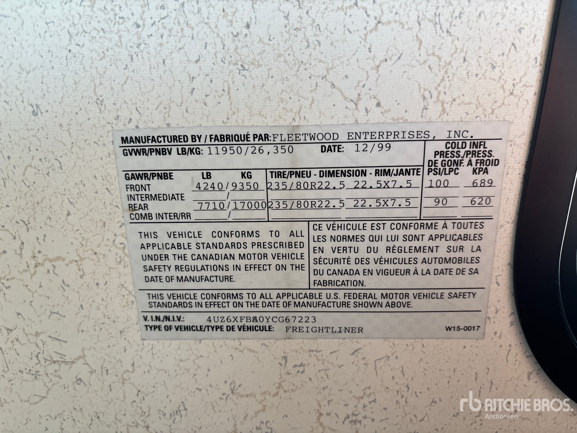 General Appearance with Serial Number / VIN