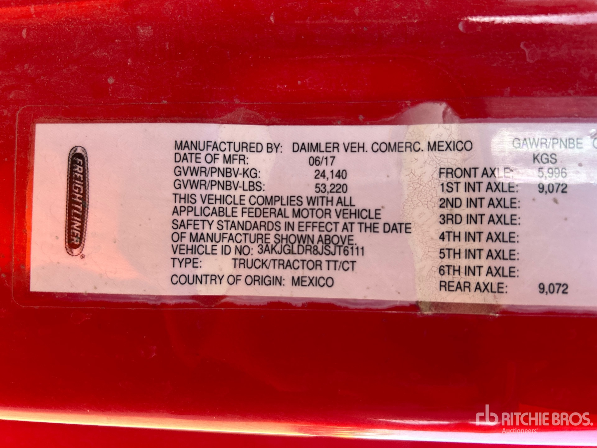 General Appearance with Serial Number / VIN