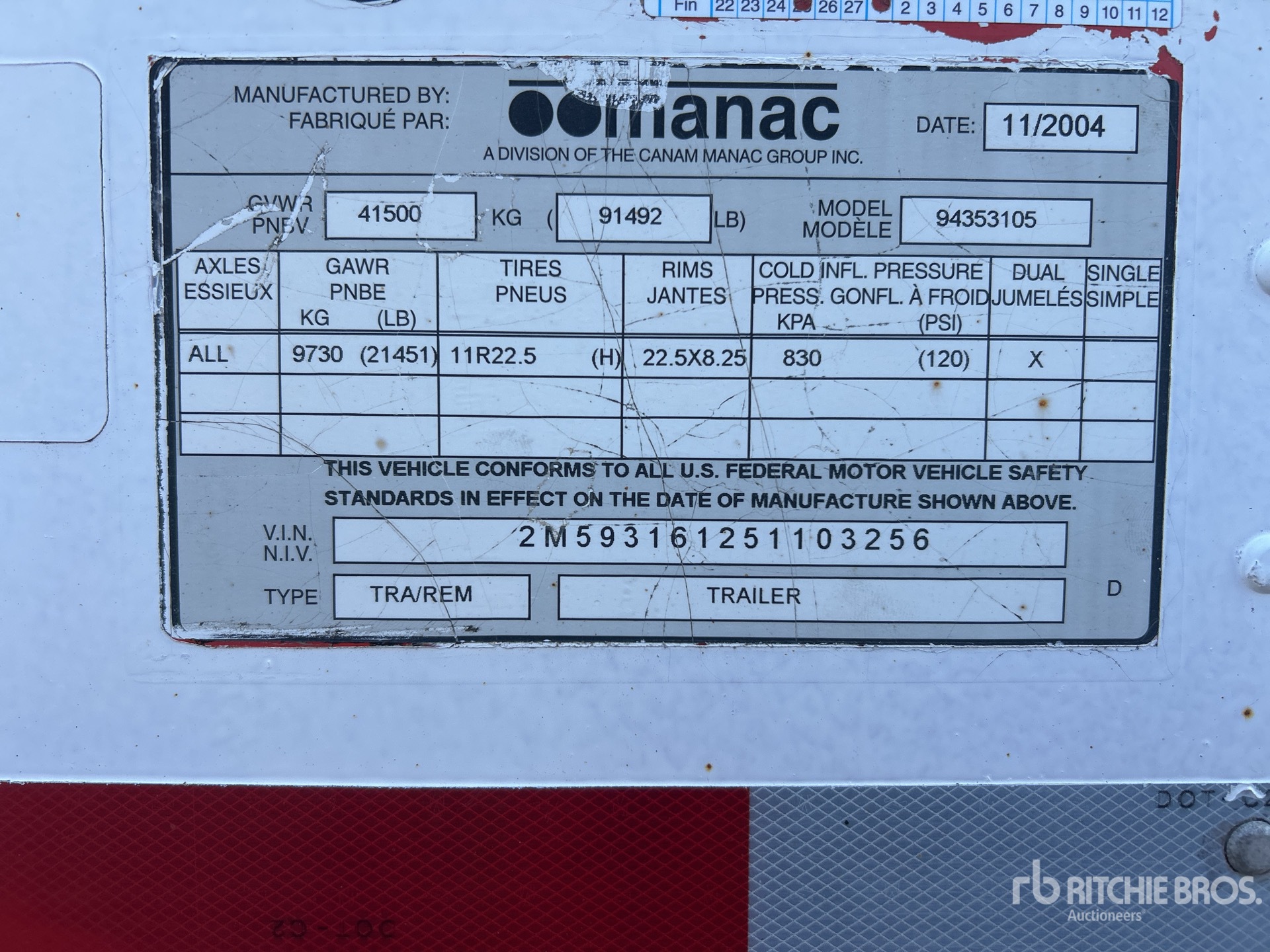 General Appearance with Serial Number / VIN