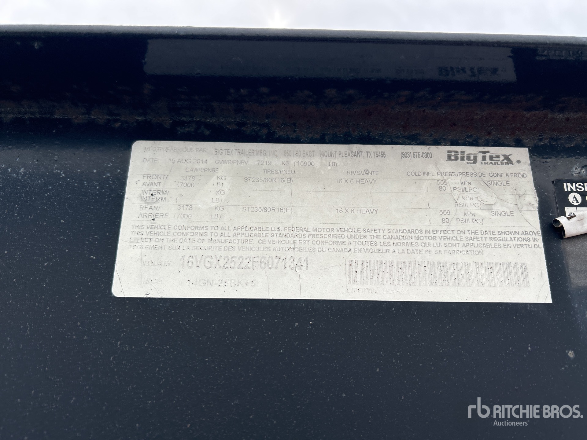 General Appearance with Serial Number / VIN