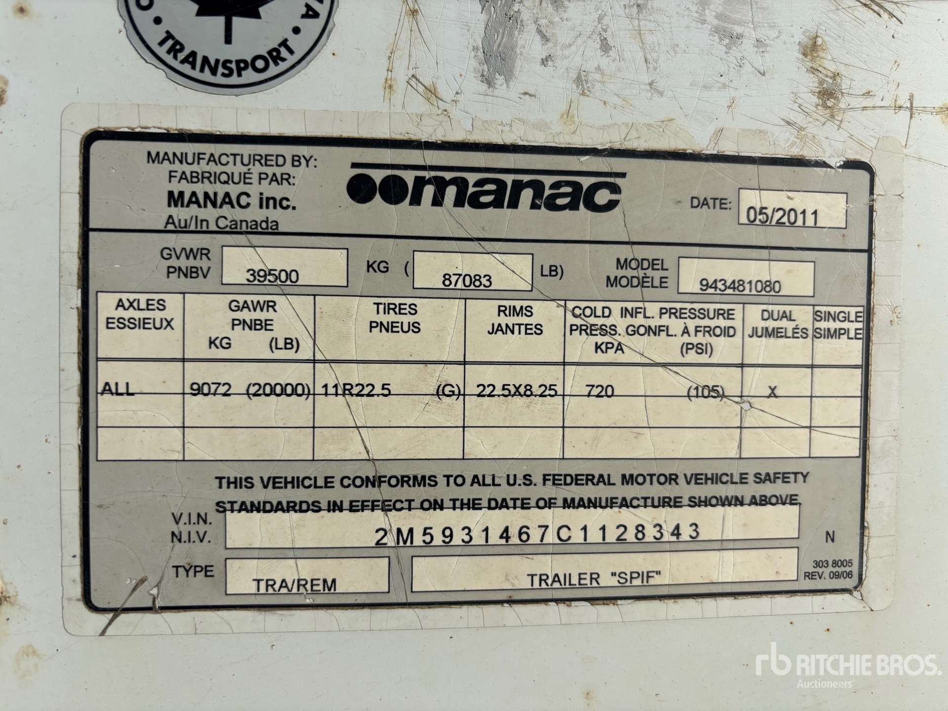 General Appearance with Serial Number / VIN