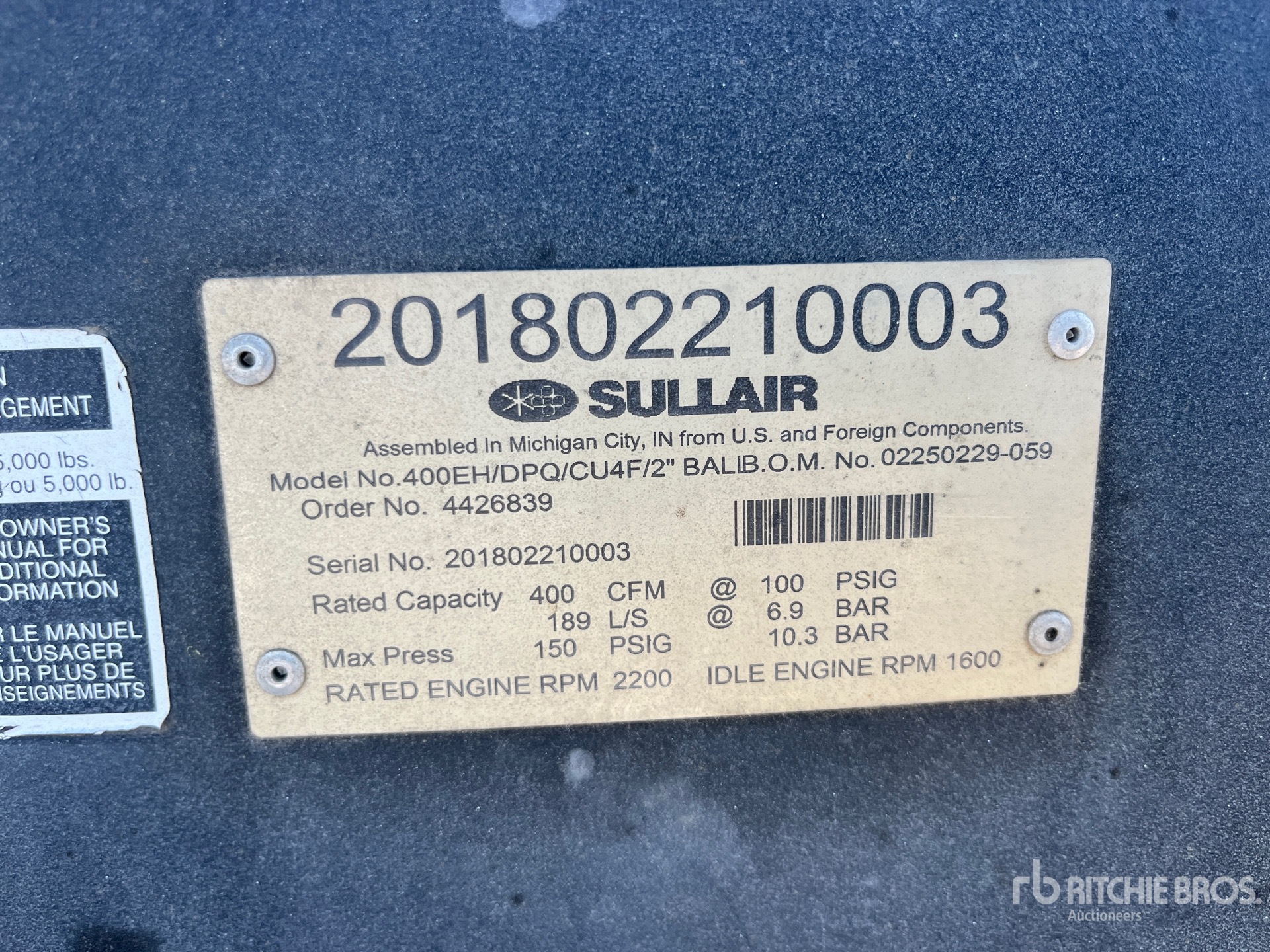 General Appearance with Unit Serial Number