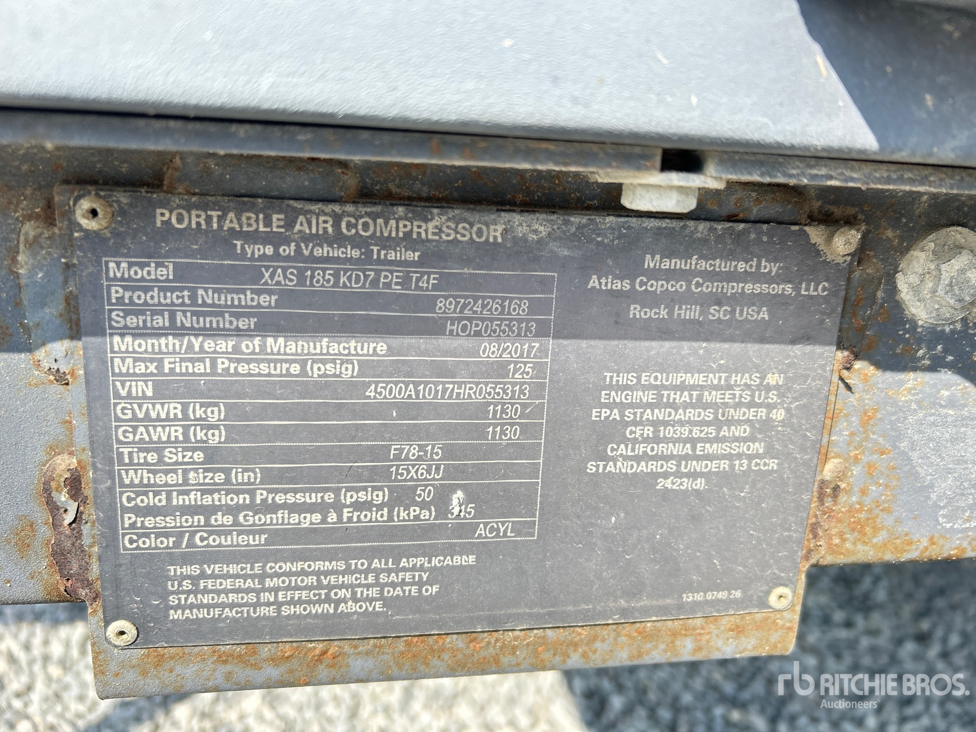 General Appearance with Serial Number / VIN