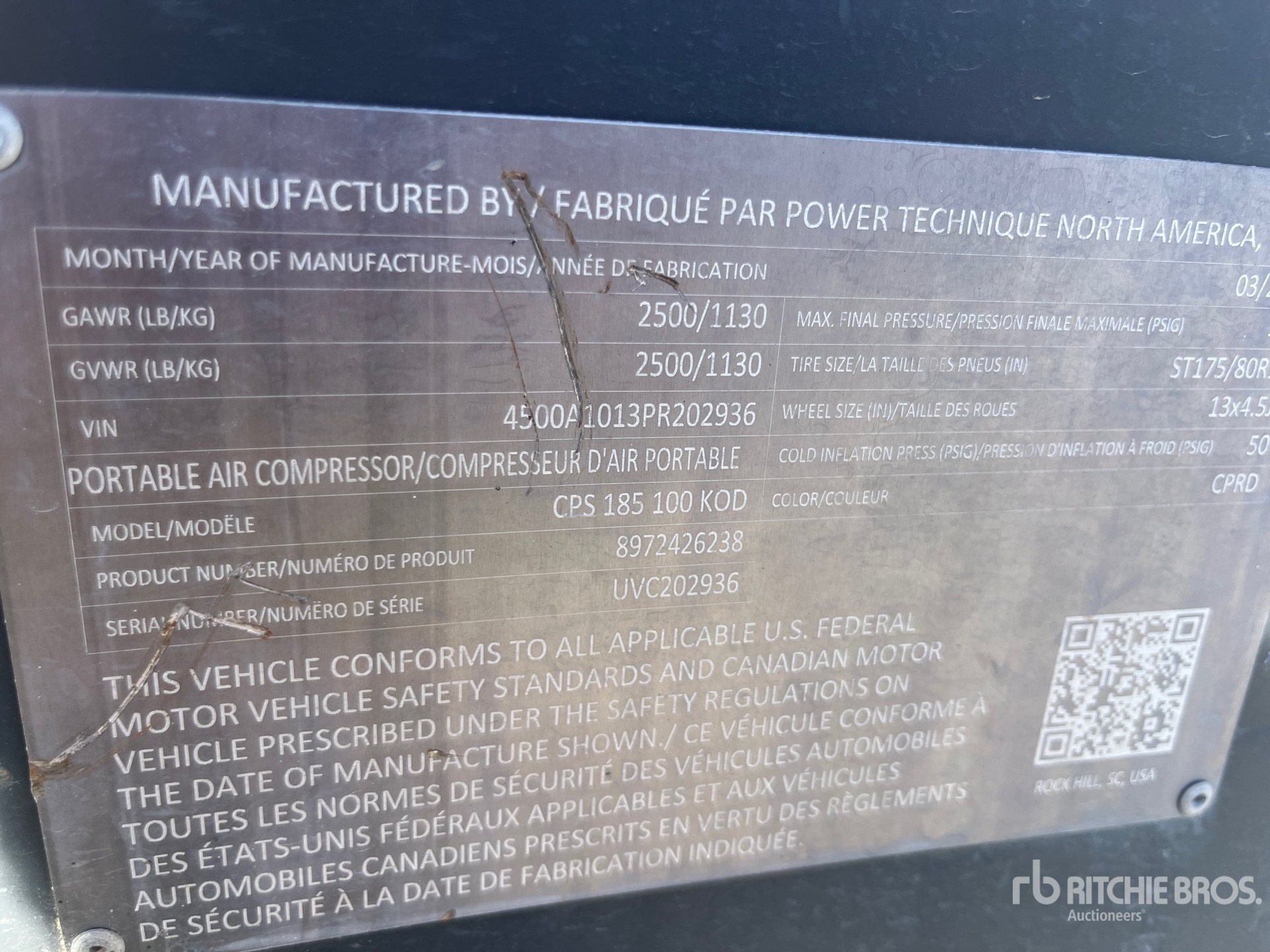 General Appearance with Serial Number / VIN