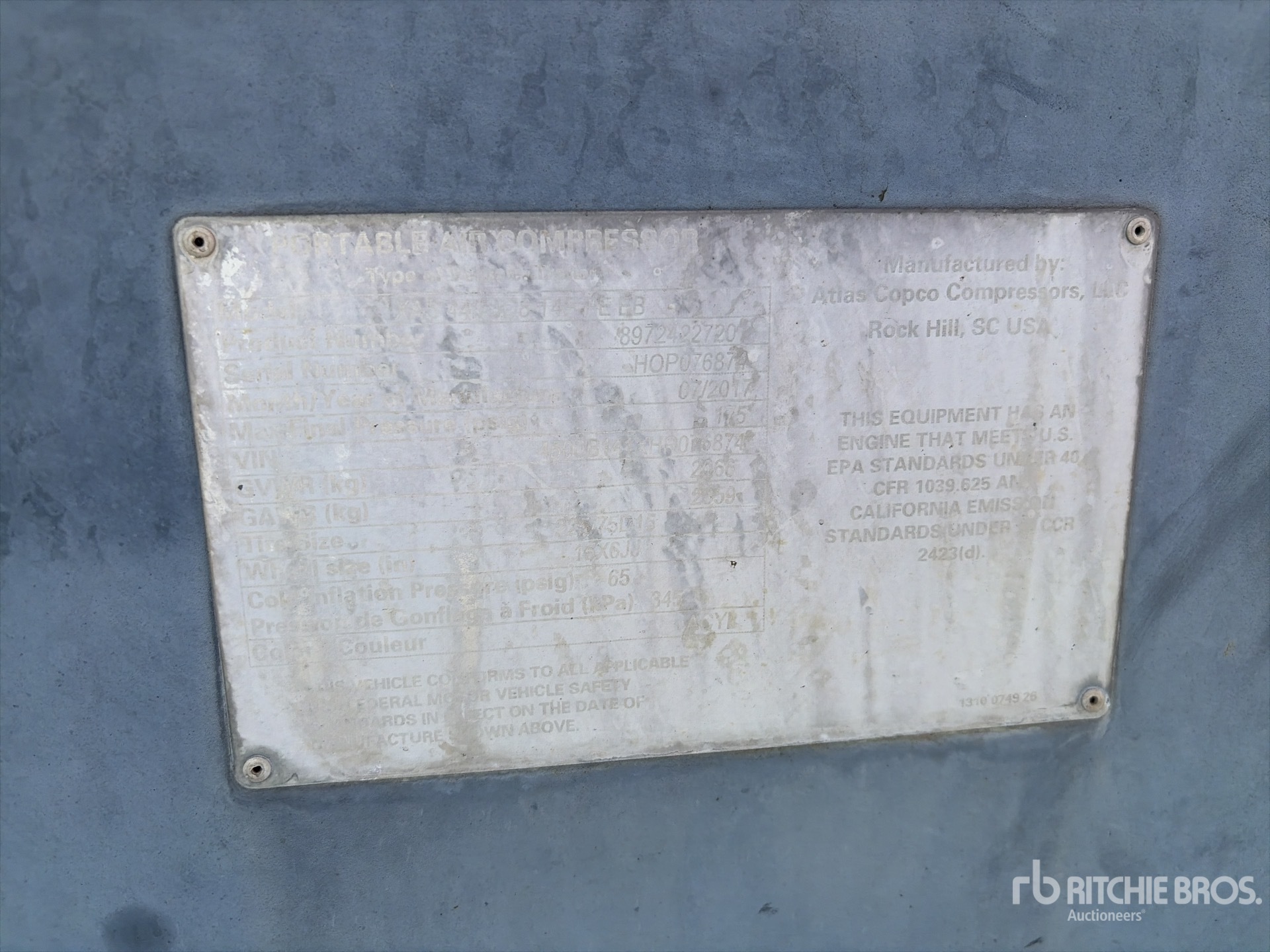 General Appearance with Serial Number / VIN