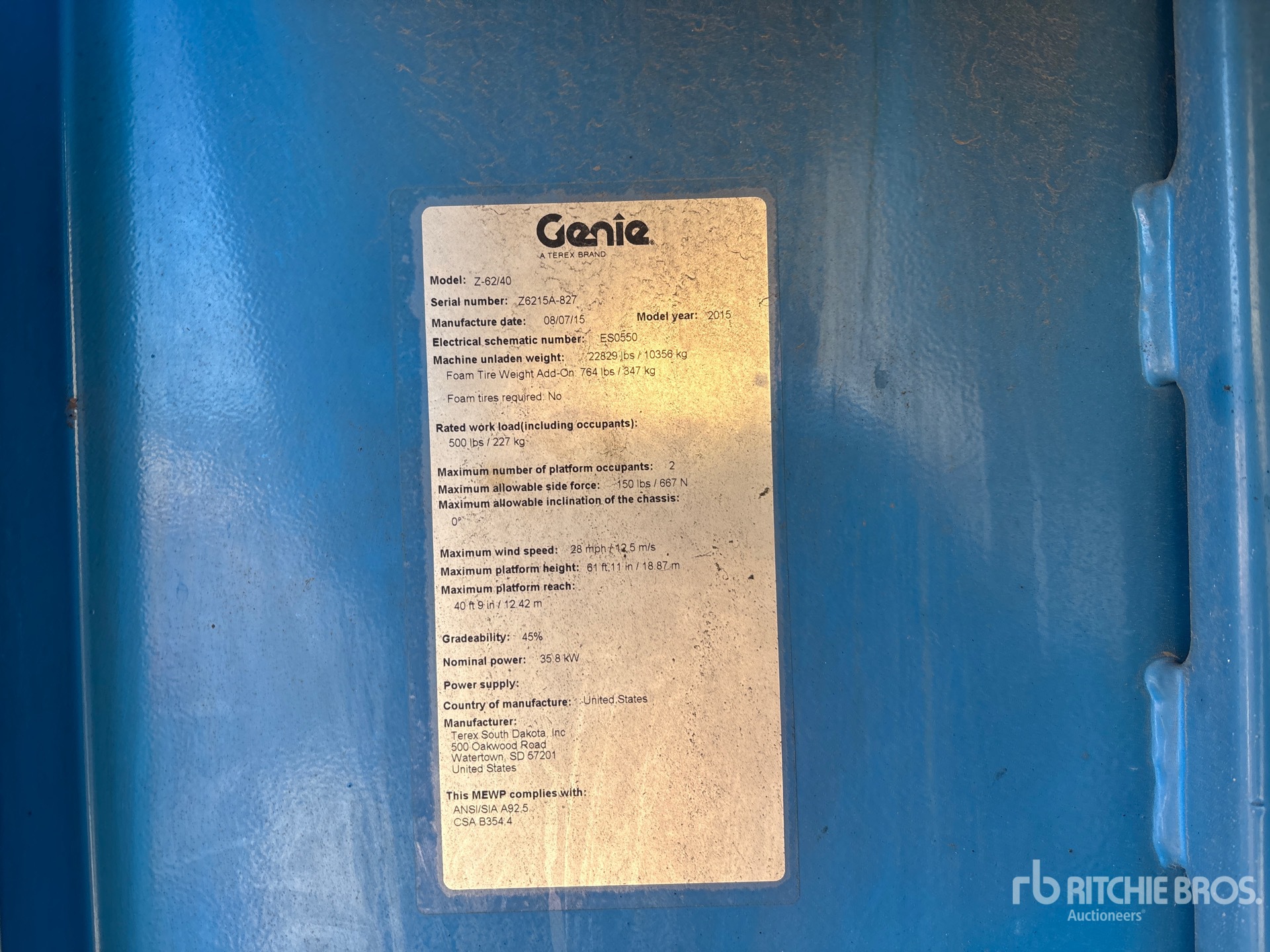 General Appearance with N.º de serie/VIN