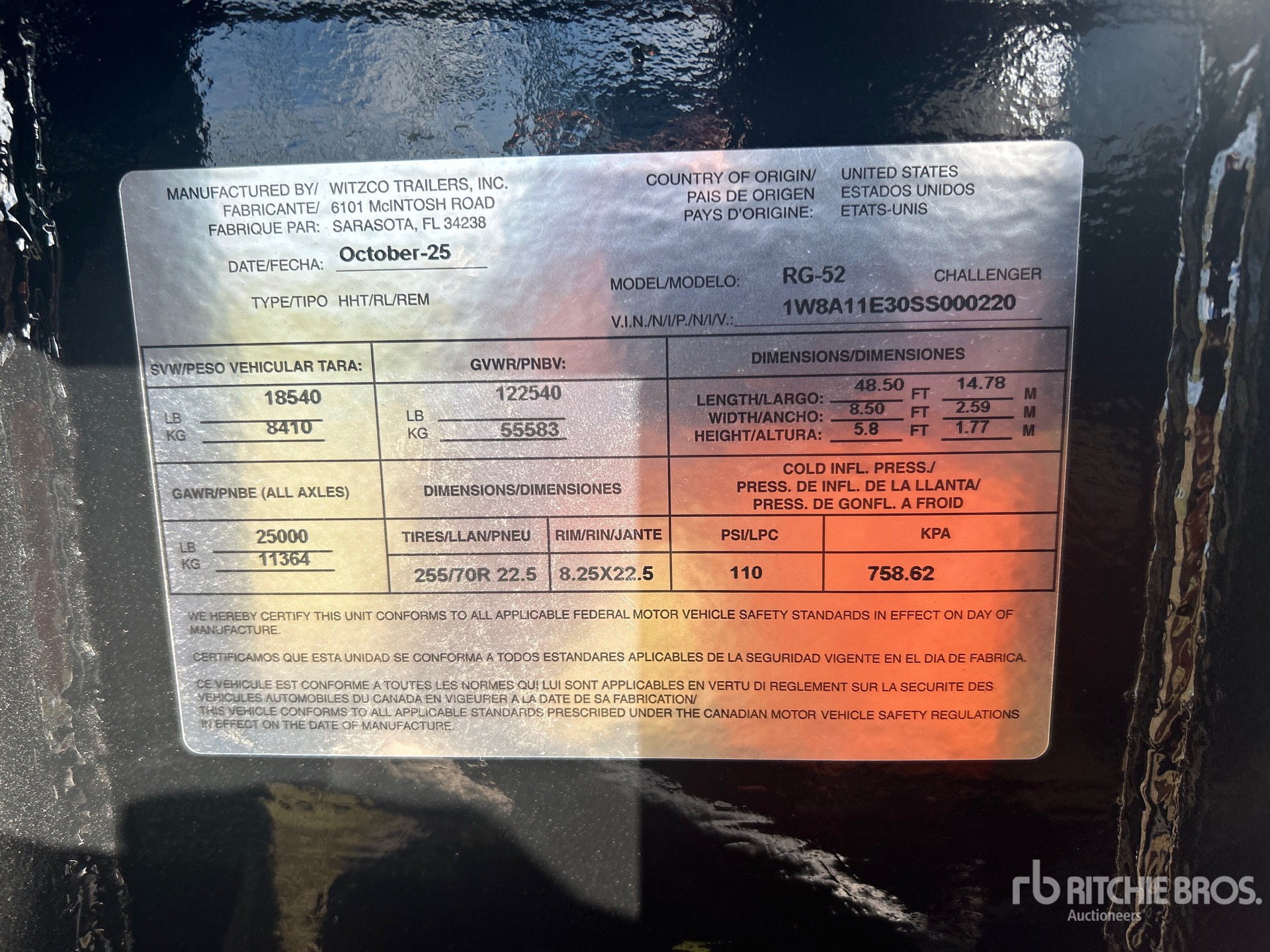 General Appearance with Serial Number / VIN