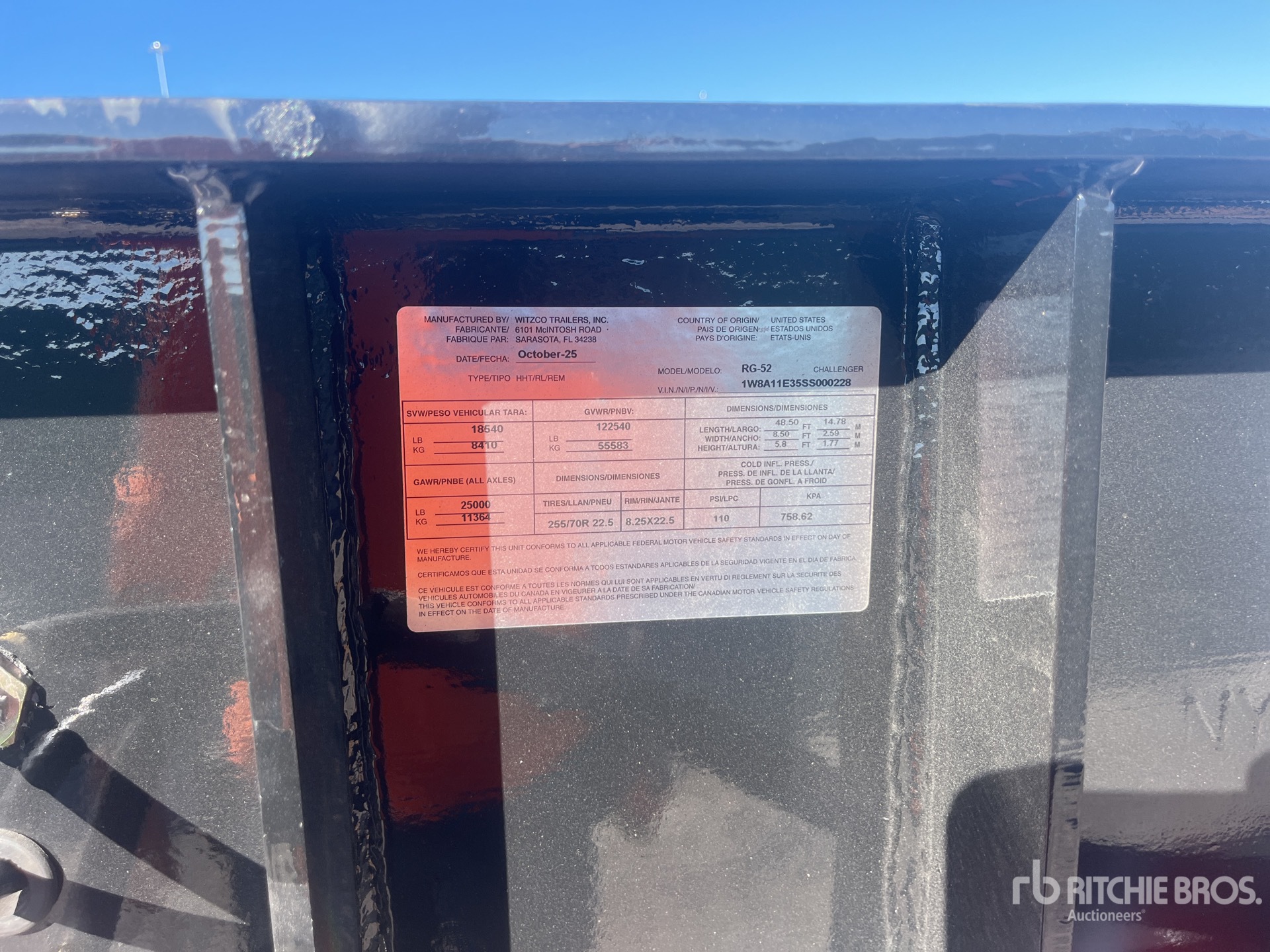 General Appearance with Serial Number / VIN