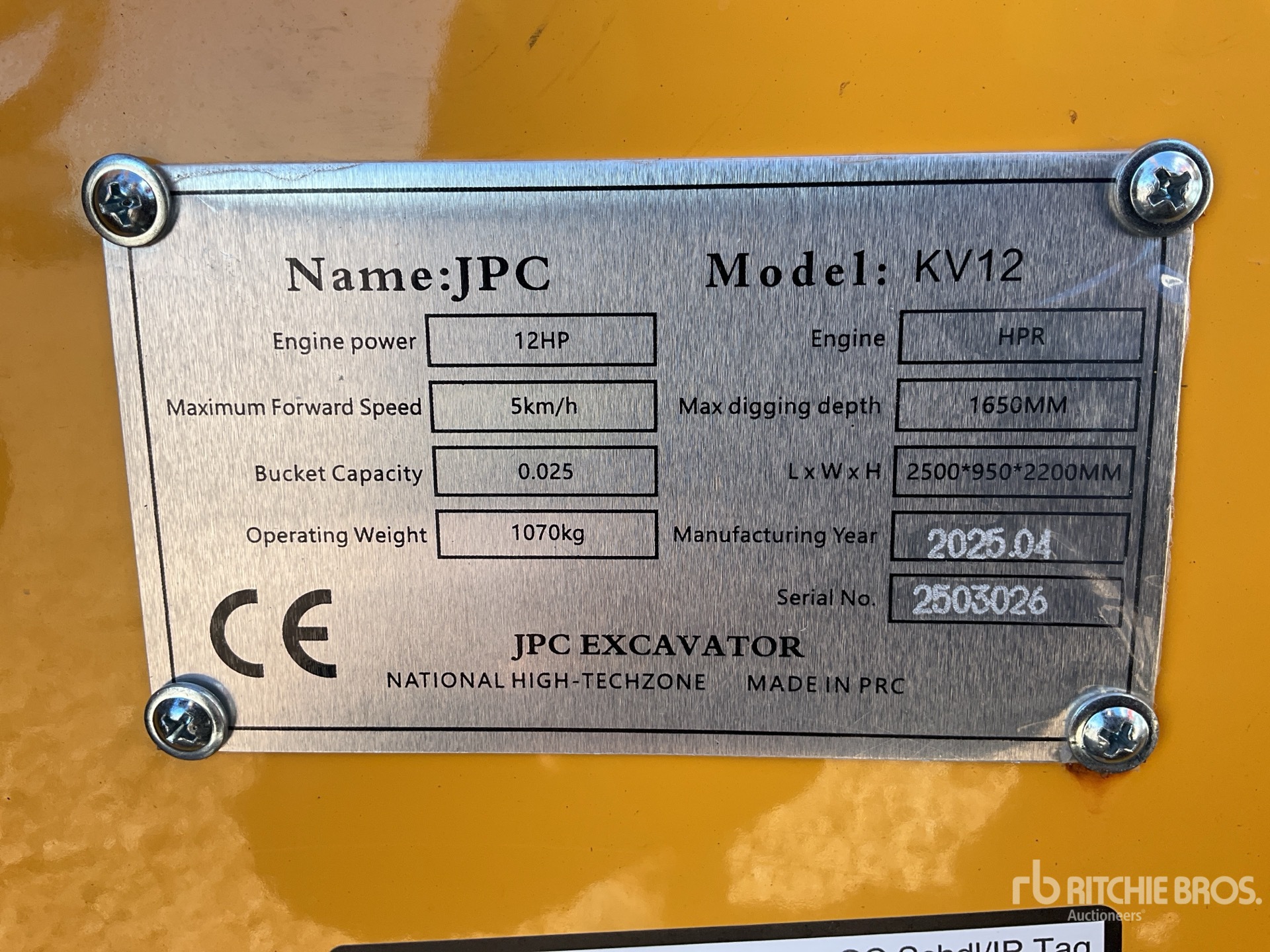 General Appearance with Serial Number / VIN