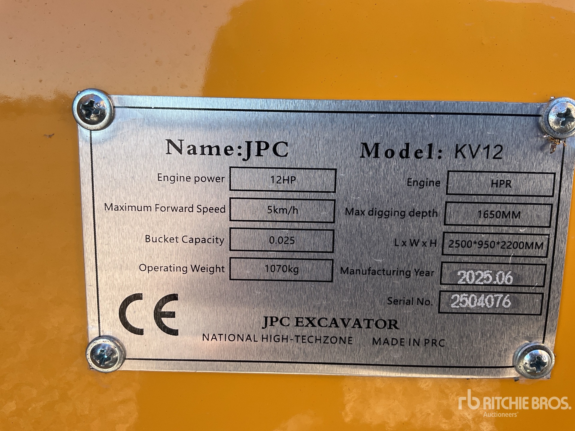 General Appearance with Serial Number / VIN