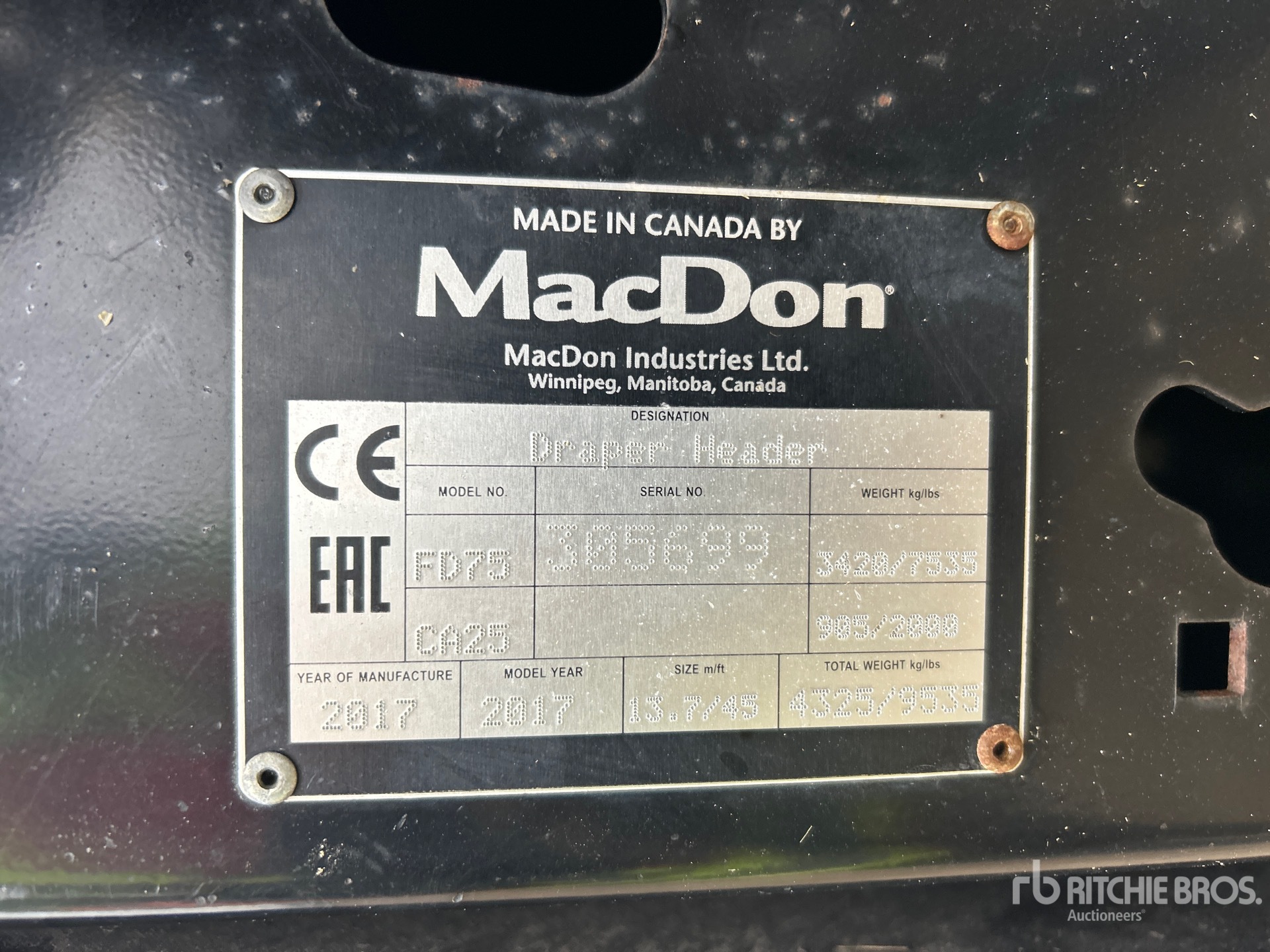 General Appearance with Serial Number / VIN