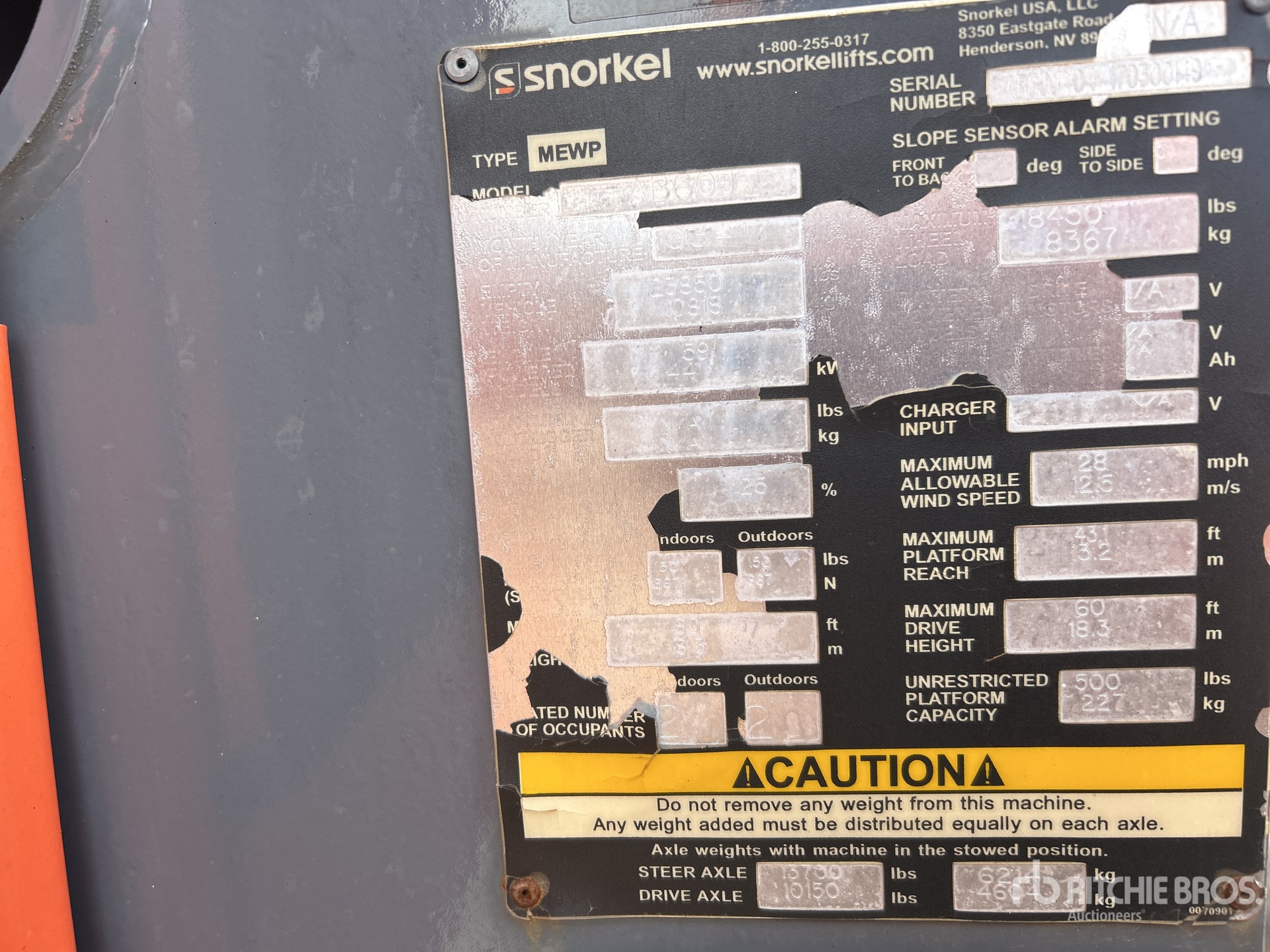 General Appearance with Serial Number / VIN