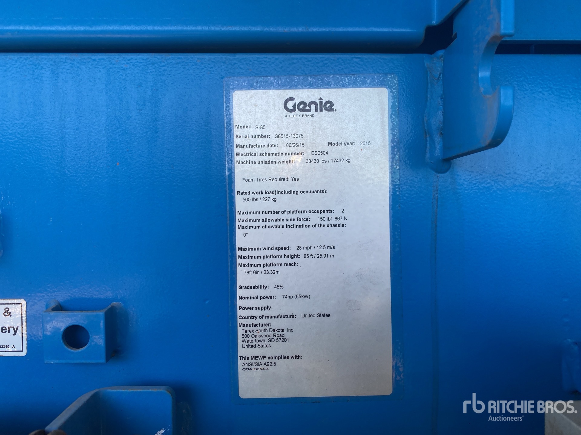 General Appearance with Serial Number / VIN