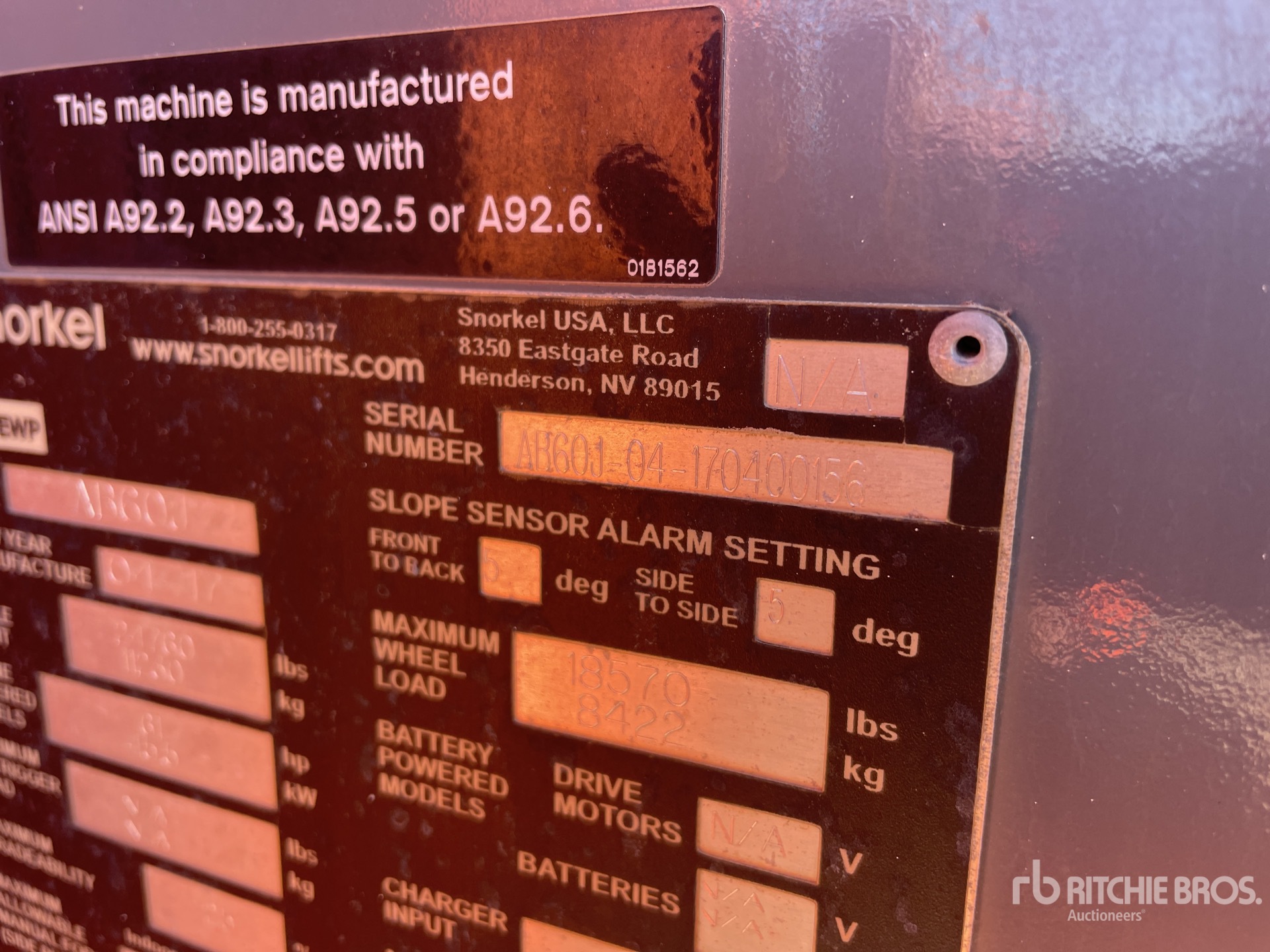 General Appearance with Serial Number / VIN