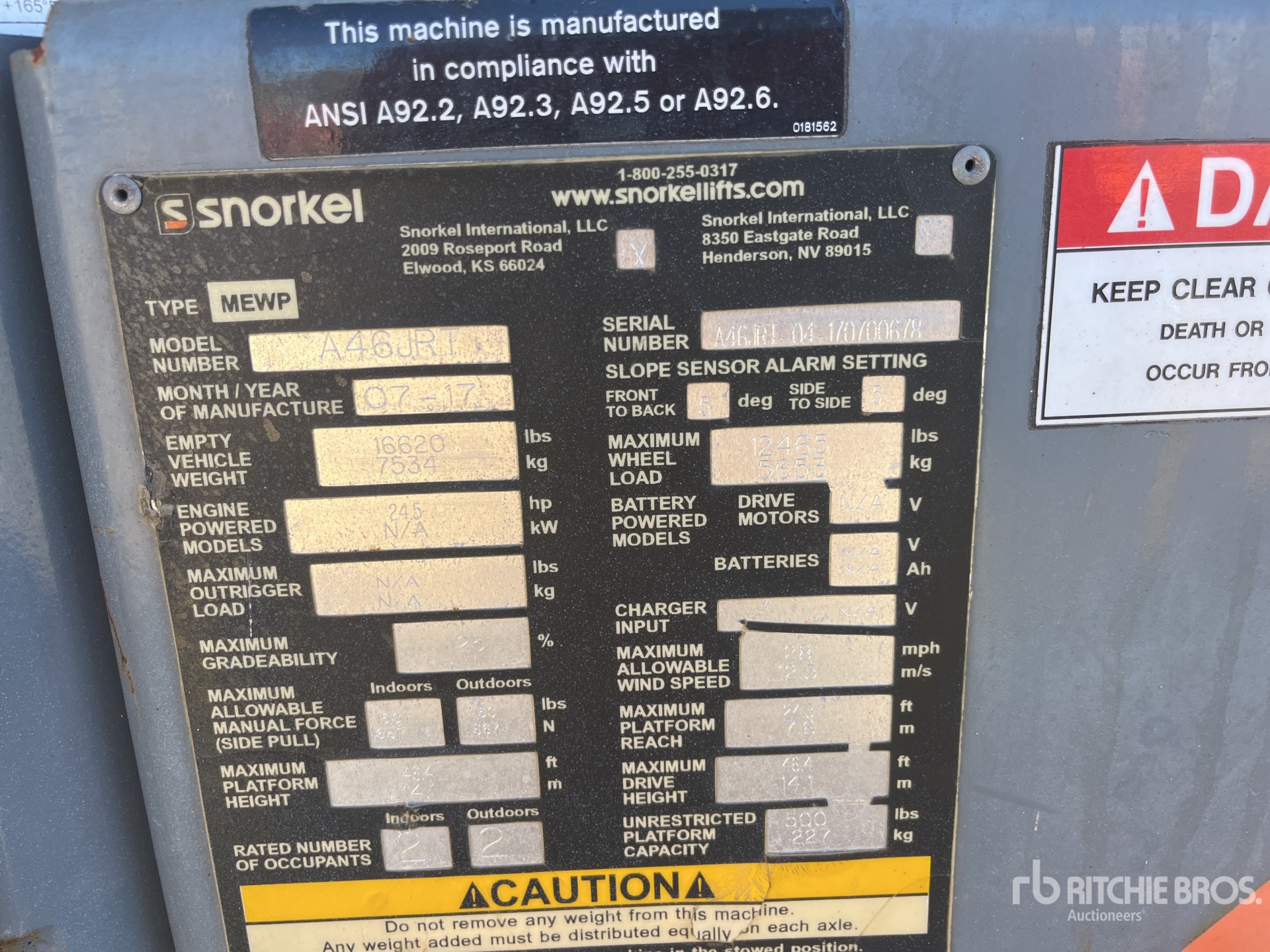 General Appearance with Serial Number / VIN