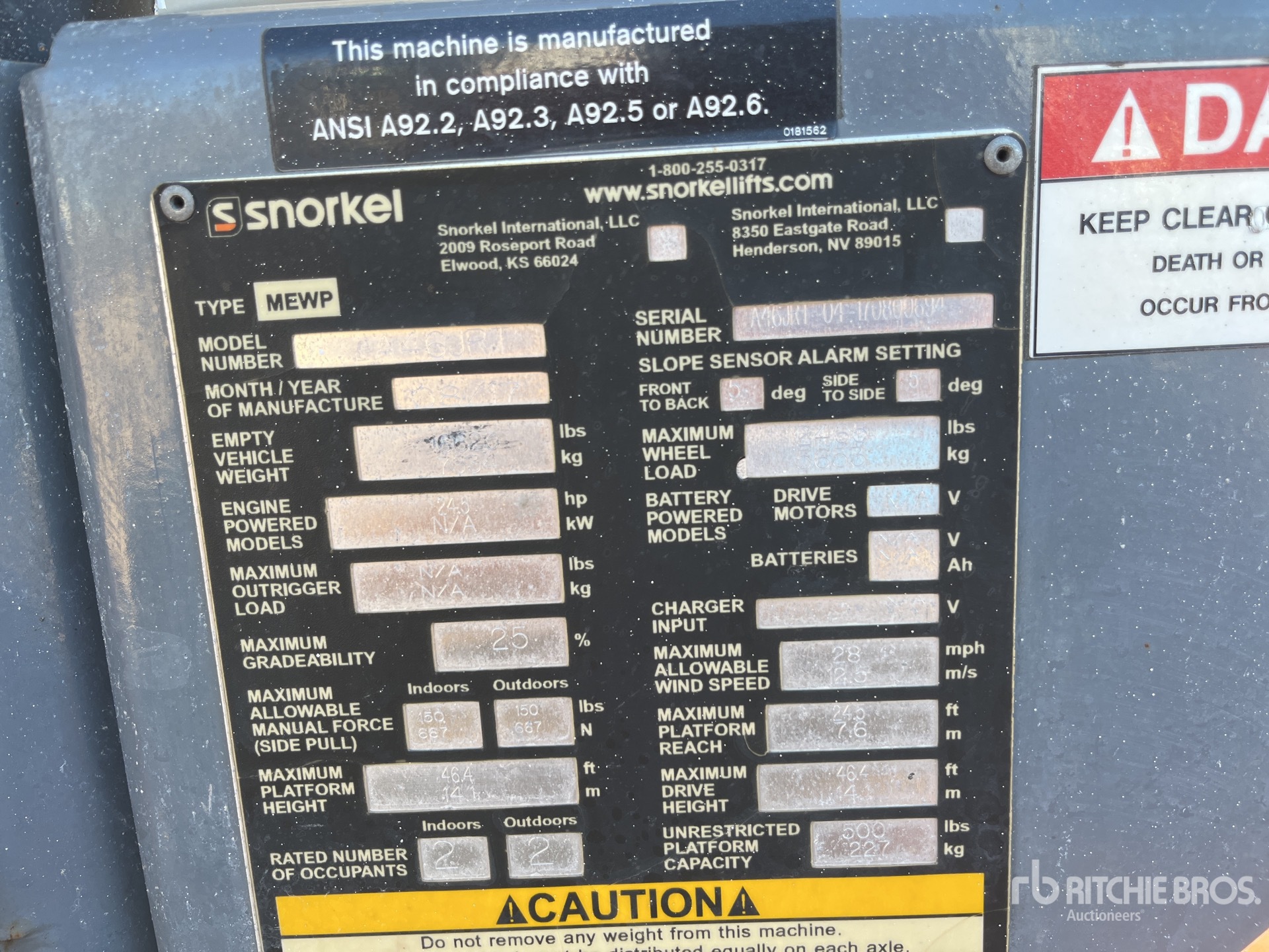 General Appearance with Serial Number / VIN