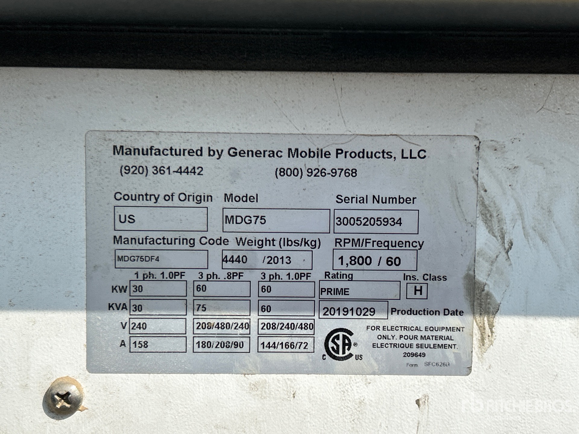 General Appearance with Serial Number / VIN