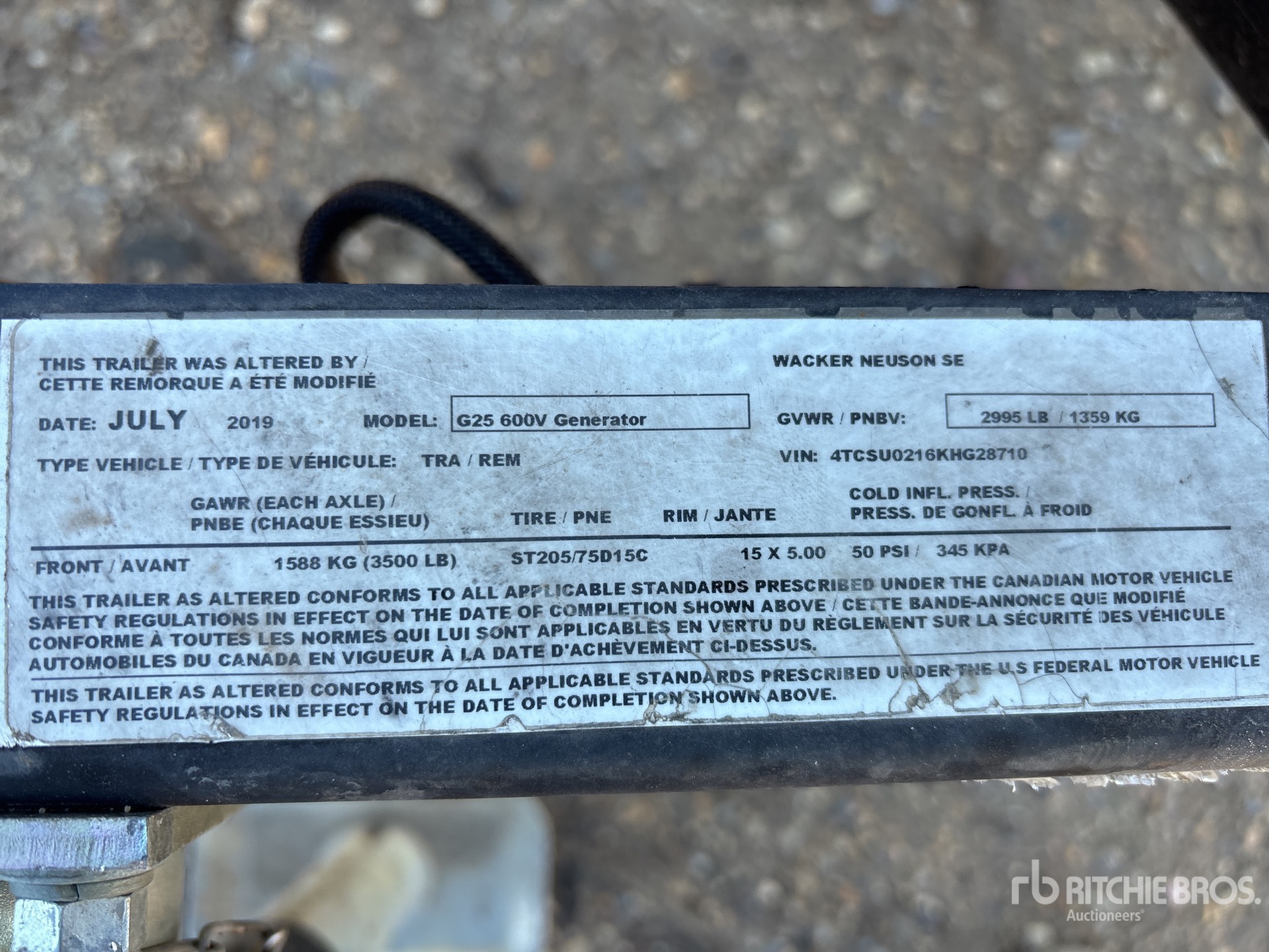 General Appearance with N.º de serie/VIN