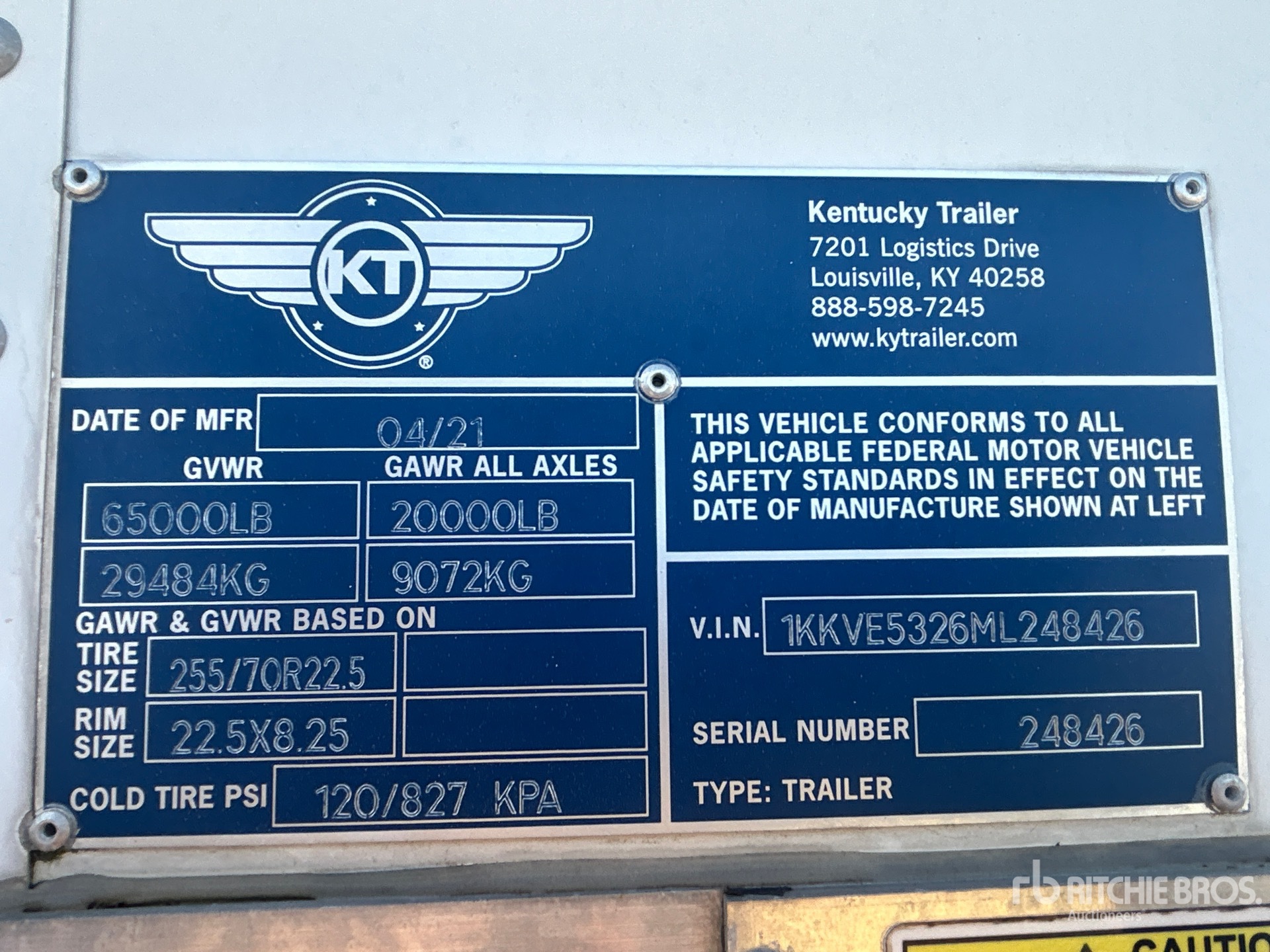 General Appearance with Serial Number / VIN