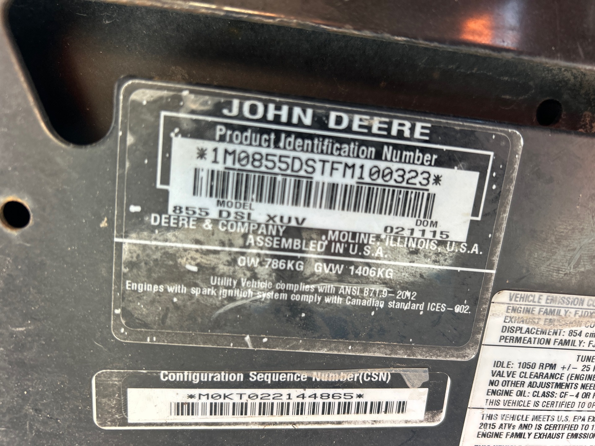 General Appearance with Serial Number / VIN