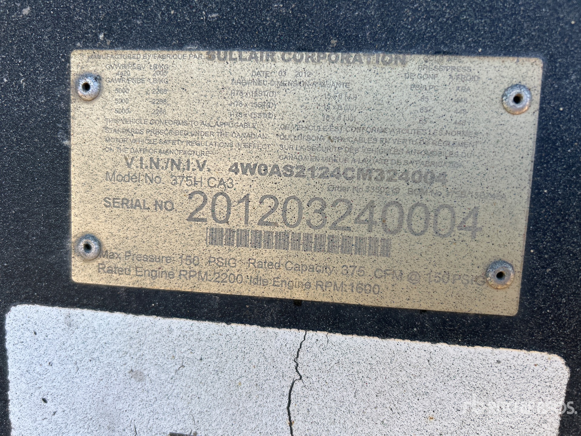 General Appearance with Serial Number / VIN