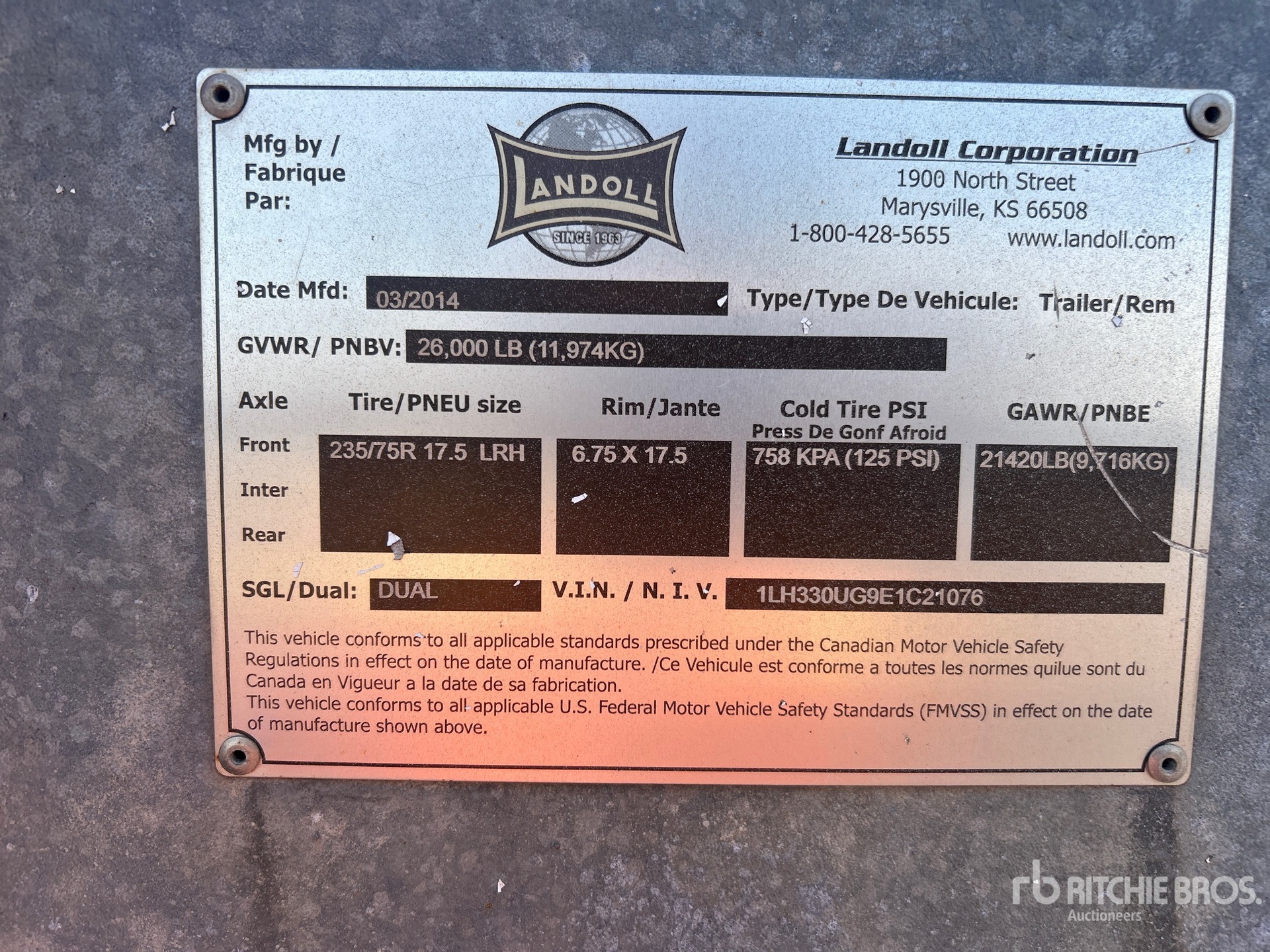 General Appearance with Serial Number / VIN