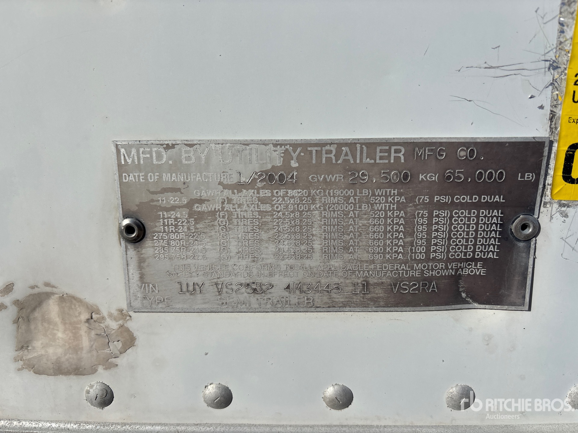 General Appearance with Serial Number / VIN