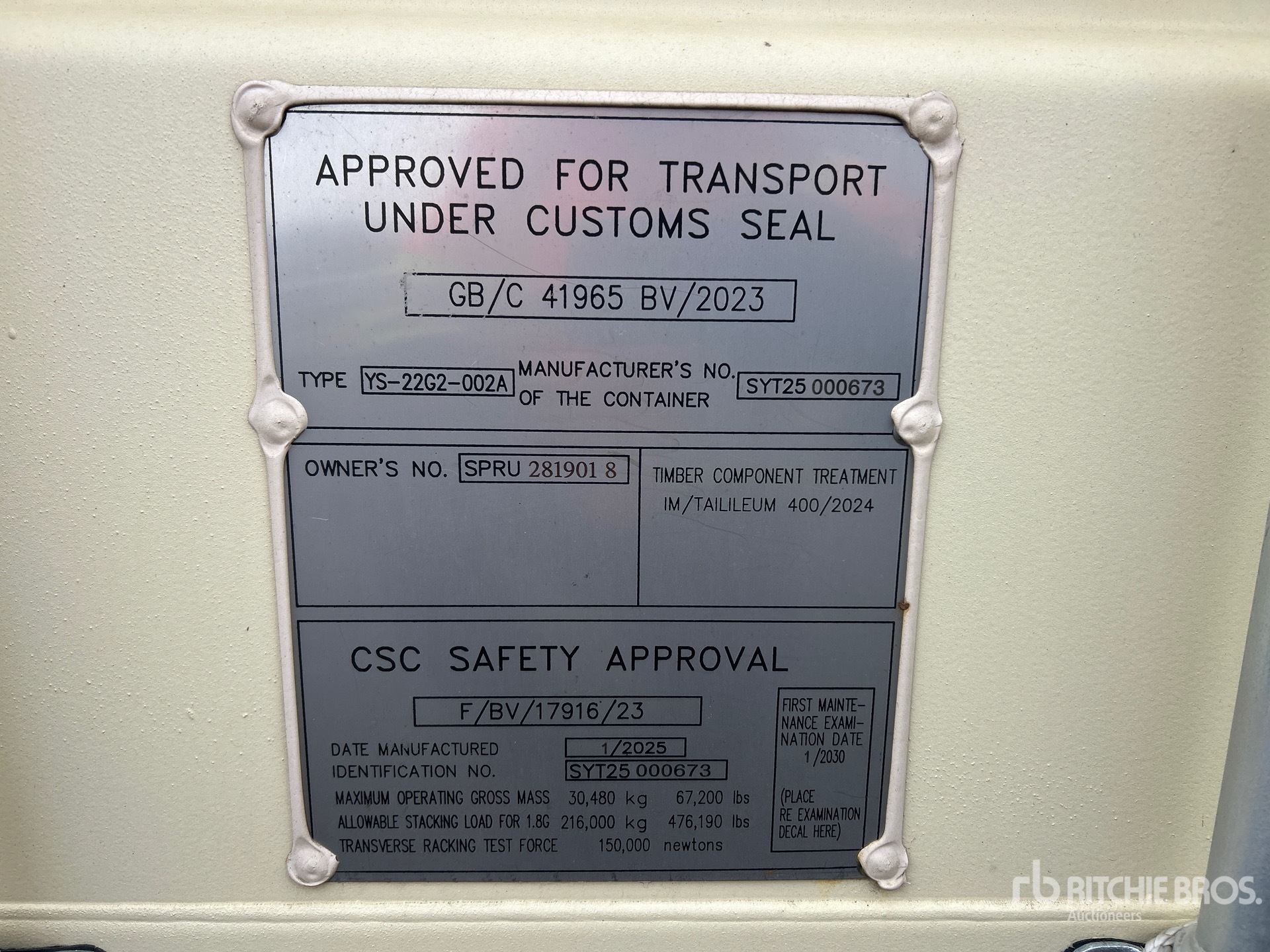 General Appearance with Serial Number / VIN