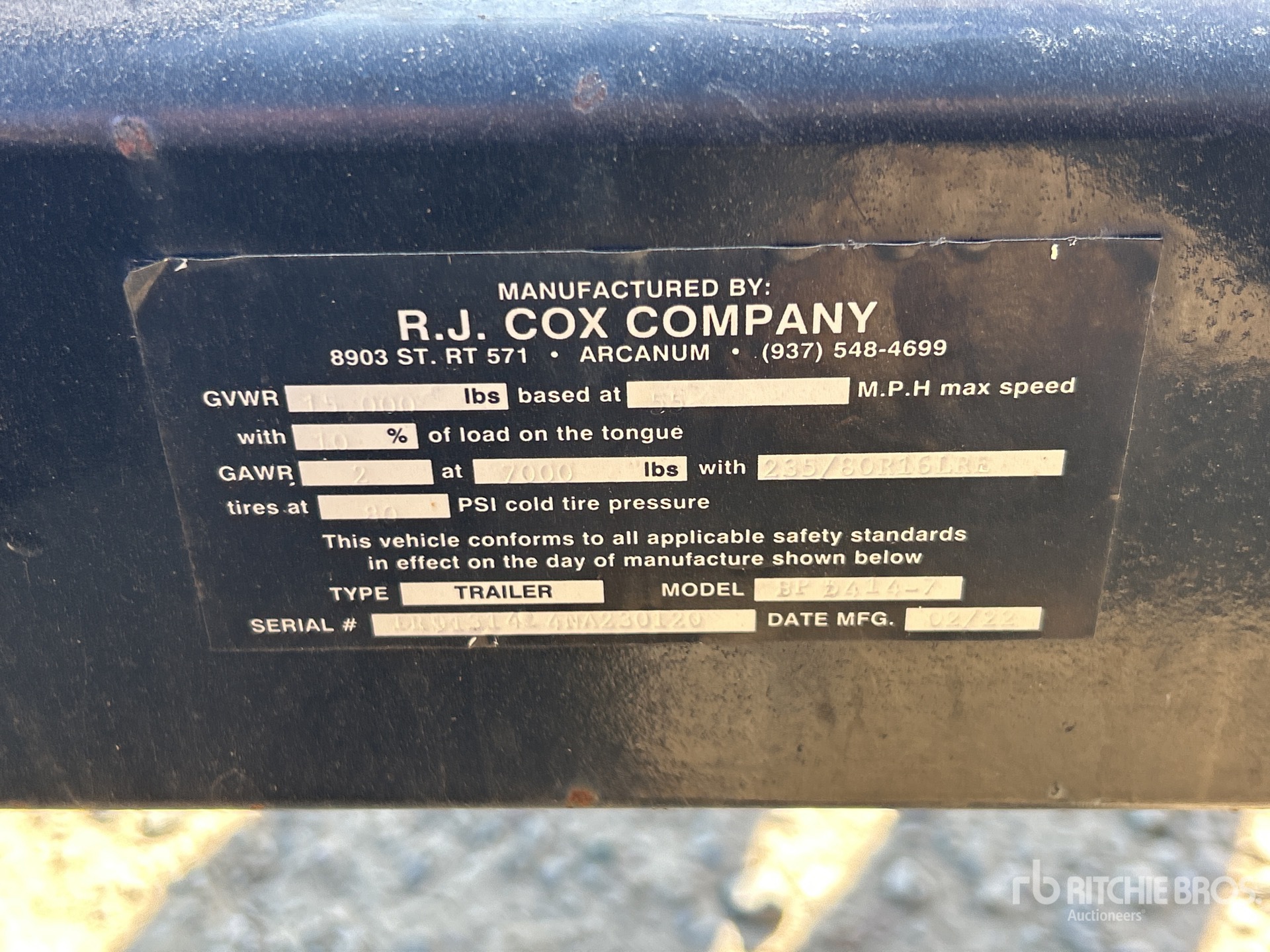 General Appearance with Serial Number / VIN