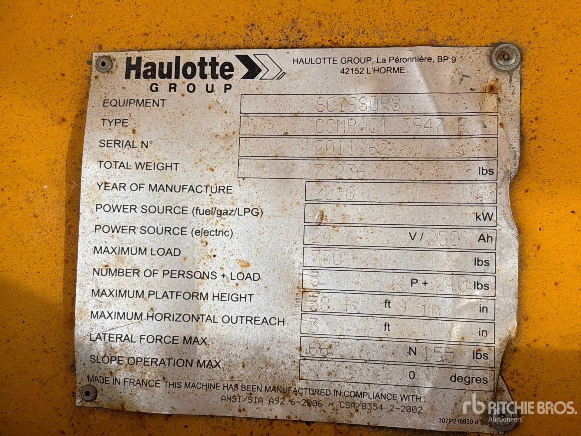 General Appearance with Serial Number / VIN