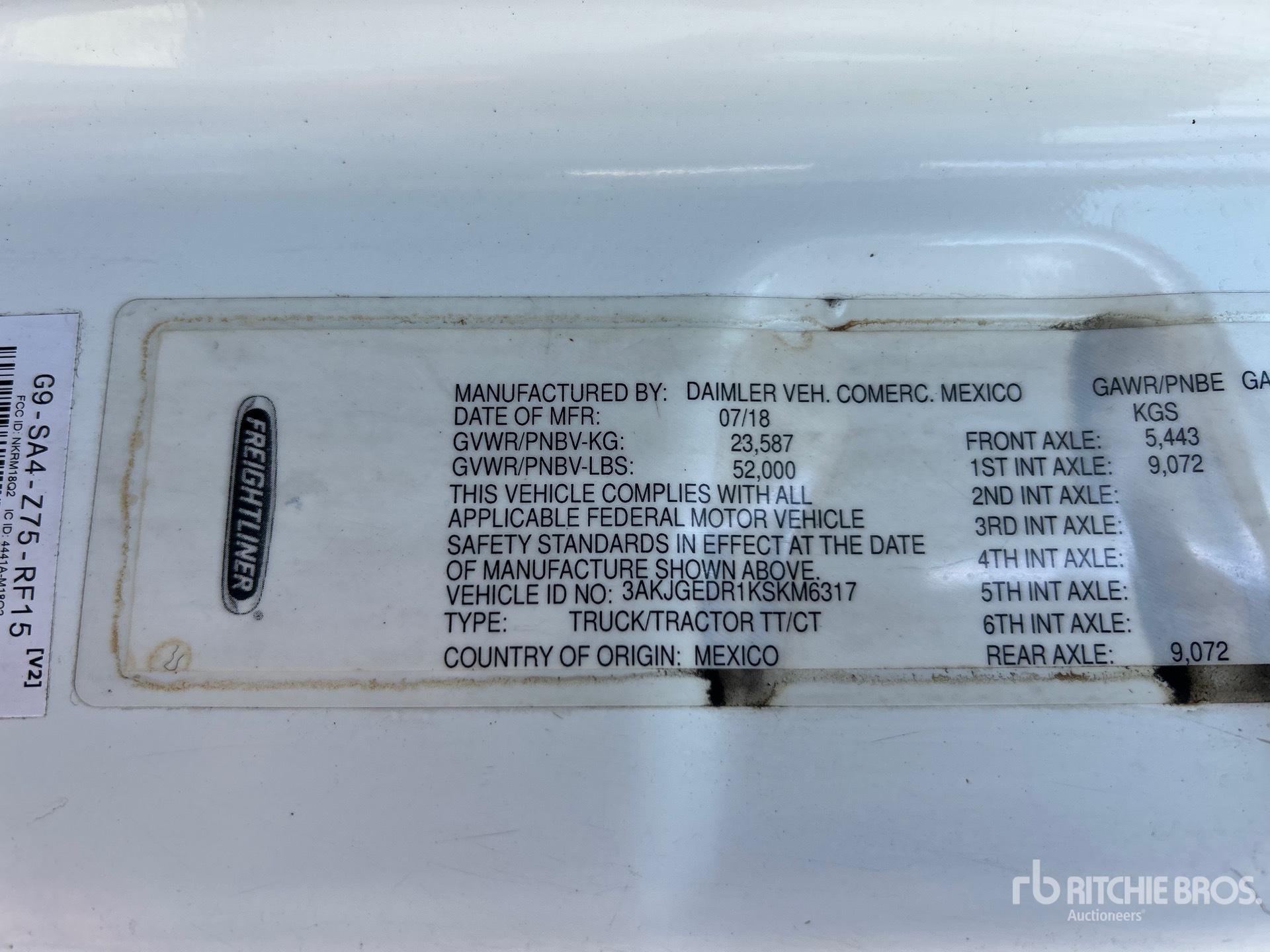 General Appearance with Serial Number / VIN